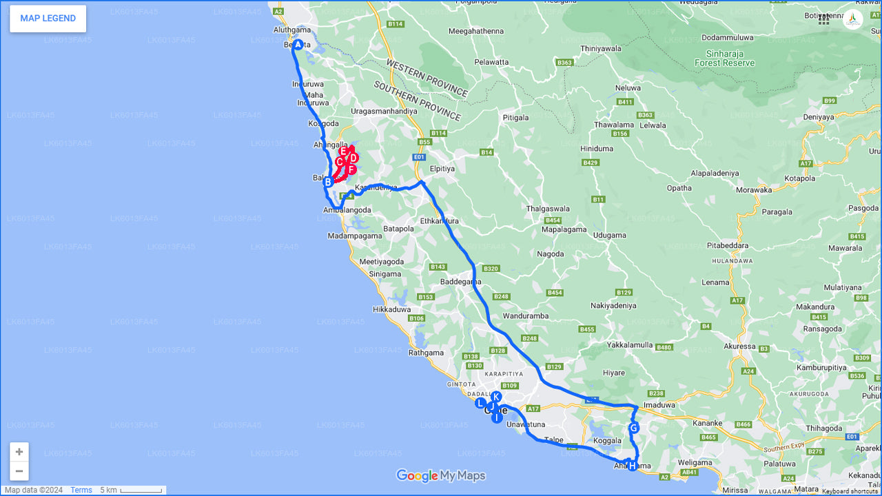 Балапития, Хандунугода и Галле из Бентоты