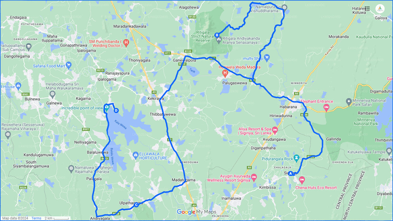 Ритигала, Кала Вева и Намал Уяна из Сигирии