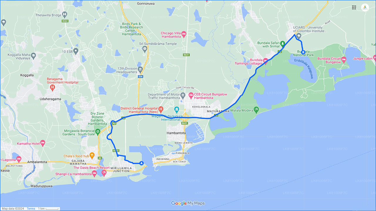 Сафари в национальном парке Бундала из морского порта Хамбантота.