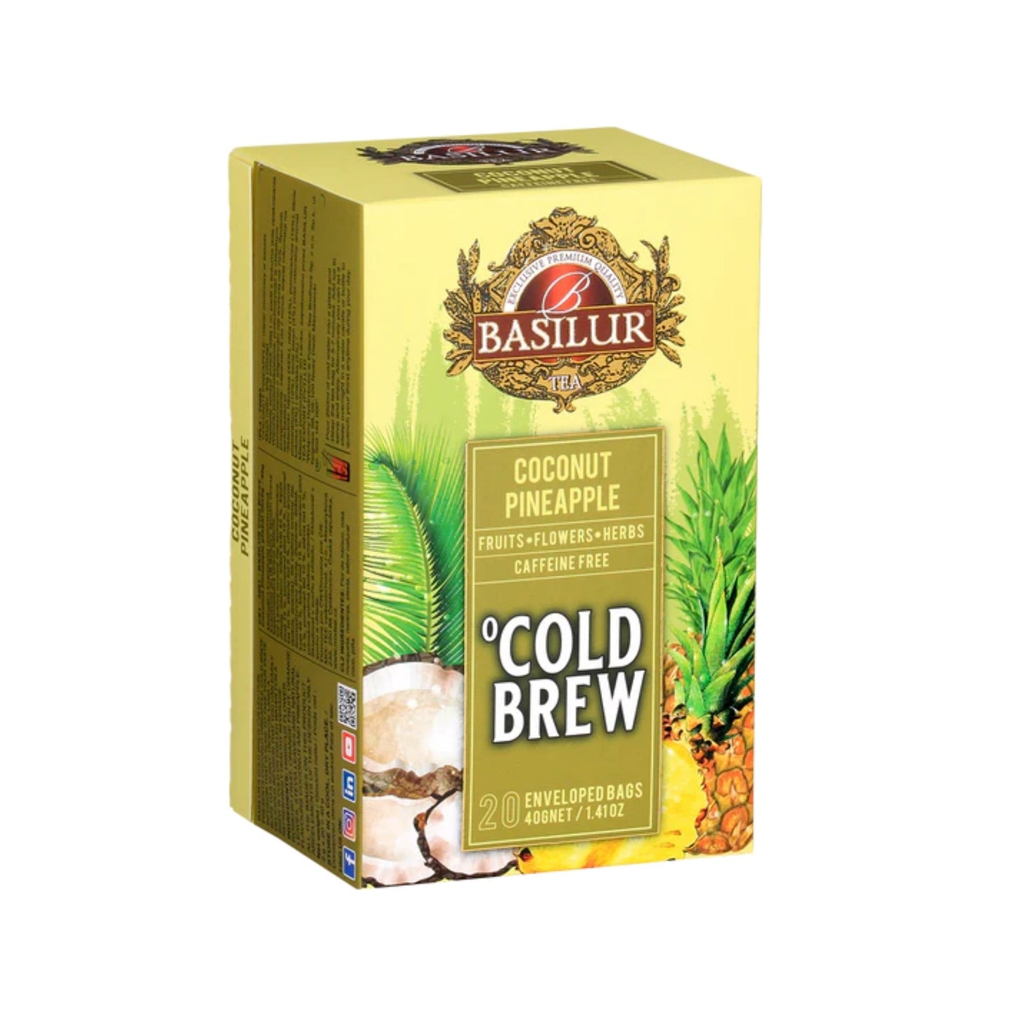 Basilur Cold Brew Coconut Pineapple (40g) 20 Enveloped Tea Bags