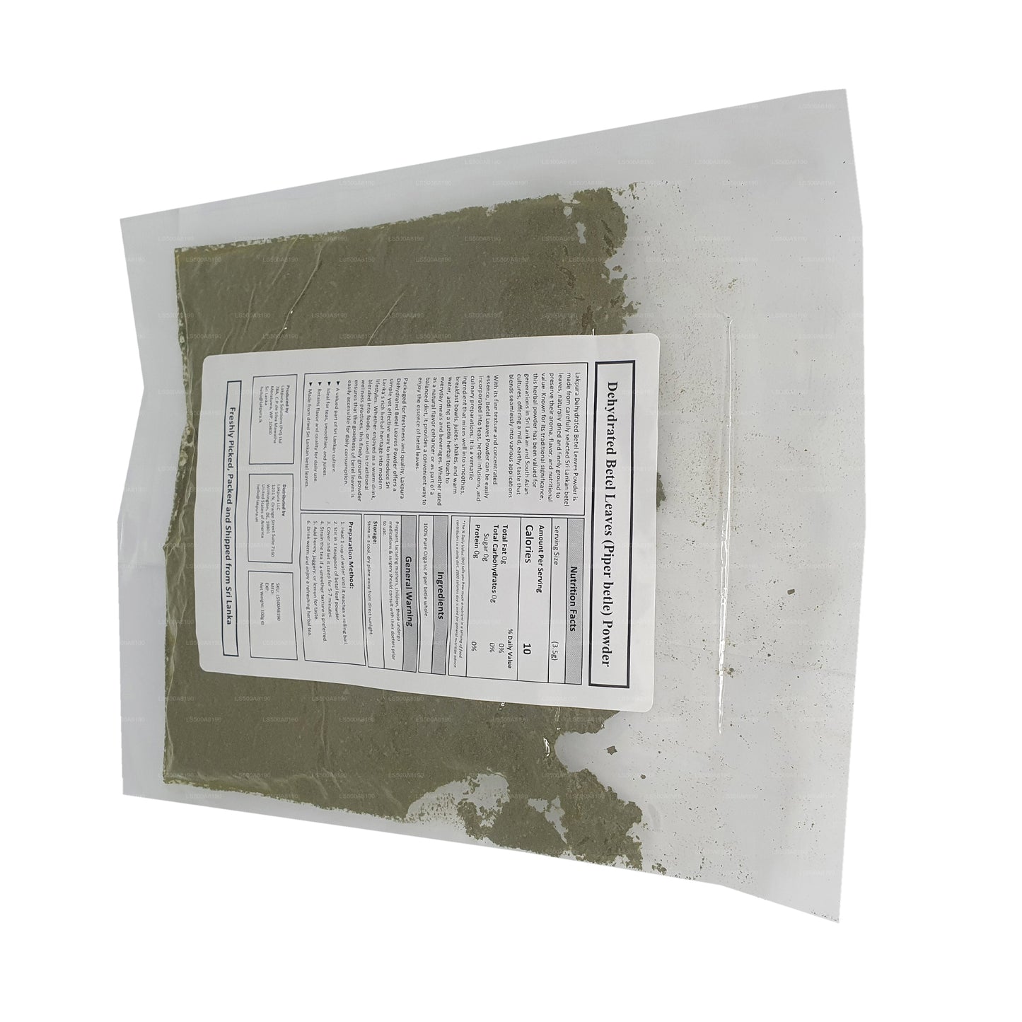 Обезвоженный порошок листьев бетеля Lakpura (100 г)