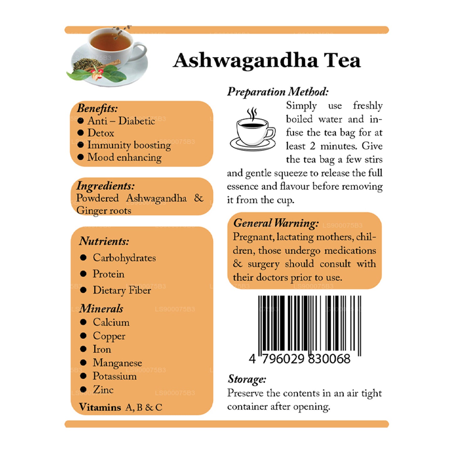 Lifetone Moringa Ashwagandha Ginger Tea (40g)