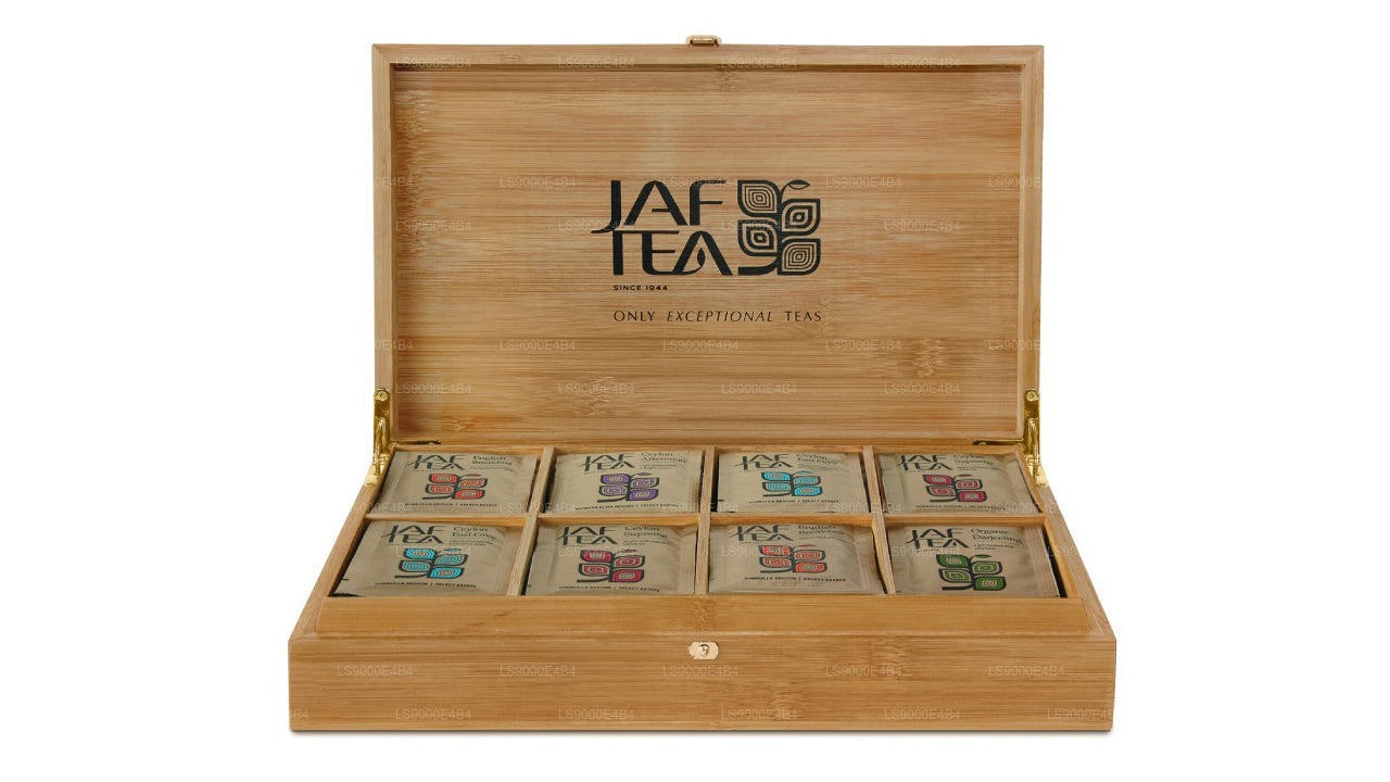 Бамбуковый презентер Jaf Tea с 8 отделениями и конвертом из фольги в пакетиках для чая (160 г)