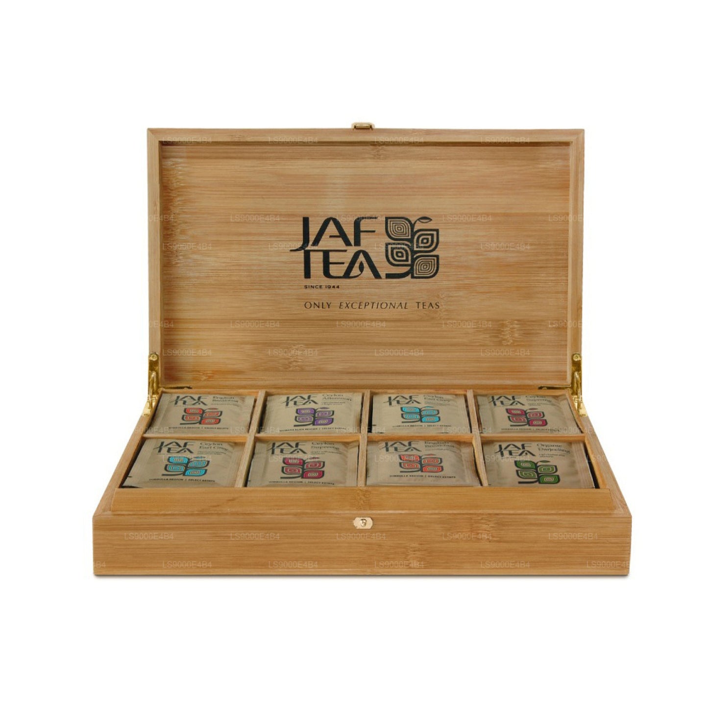 Бамбуковый презентер Jaf Tea с 8 отделениями и конвертом из фольги в пакетиках для чая (160 г)