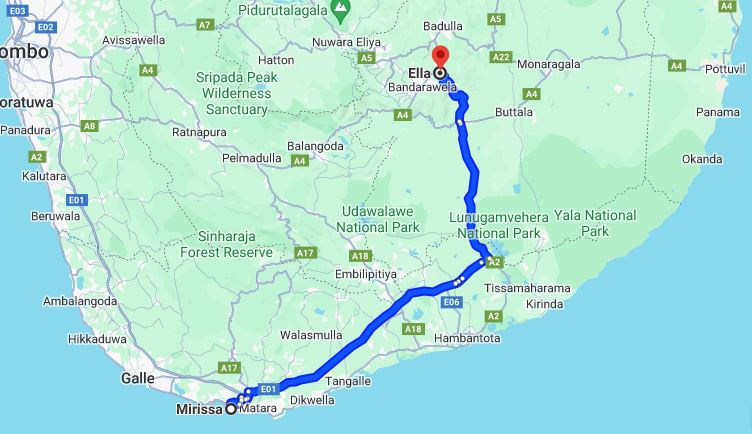 Частный трансфер из города Мирисса в город Элла