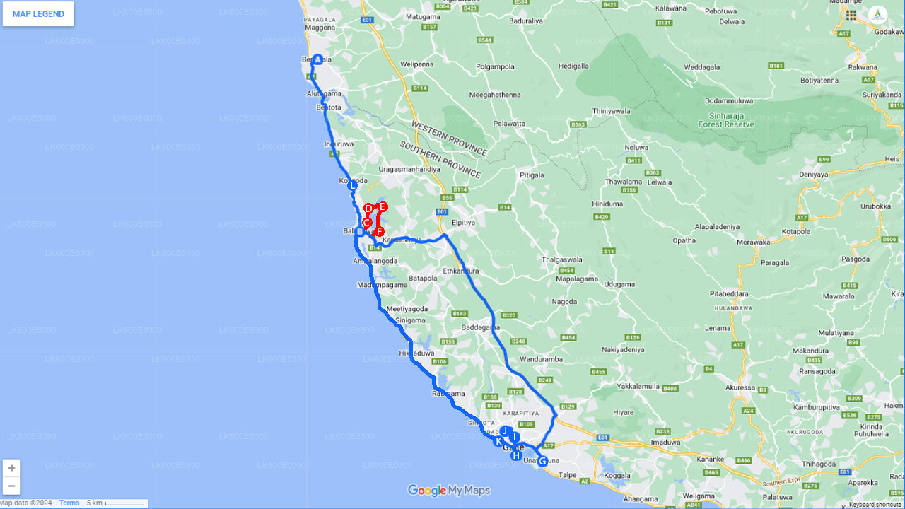 Поездка вдоль побережья из Берувалы в Галле.