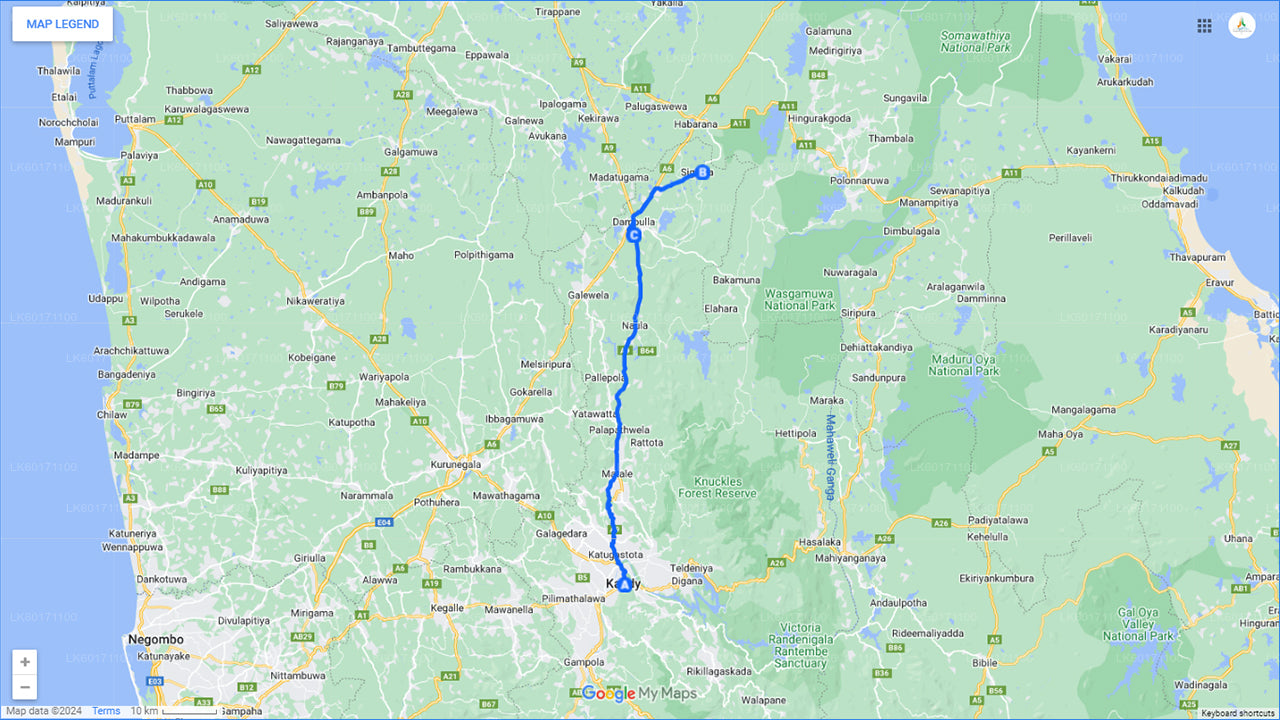 Сигирия и Дамбулла из Канди.