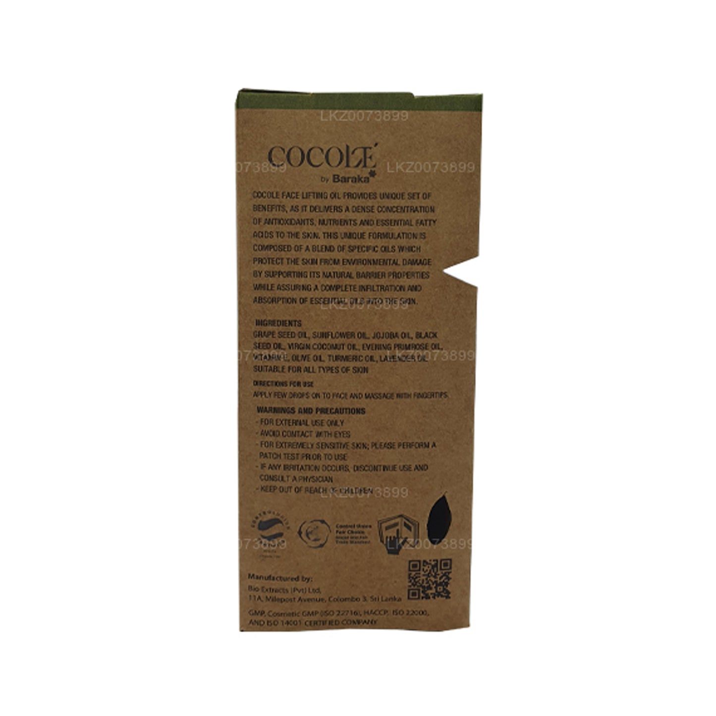 Масло для лифтинга лица Baraka Cocole (30 мл)