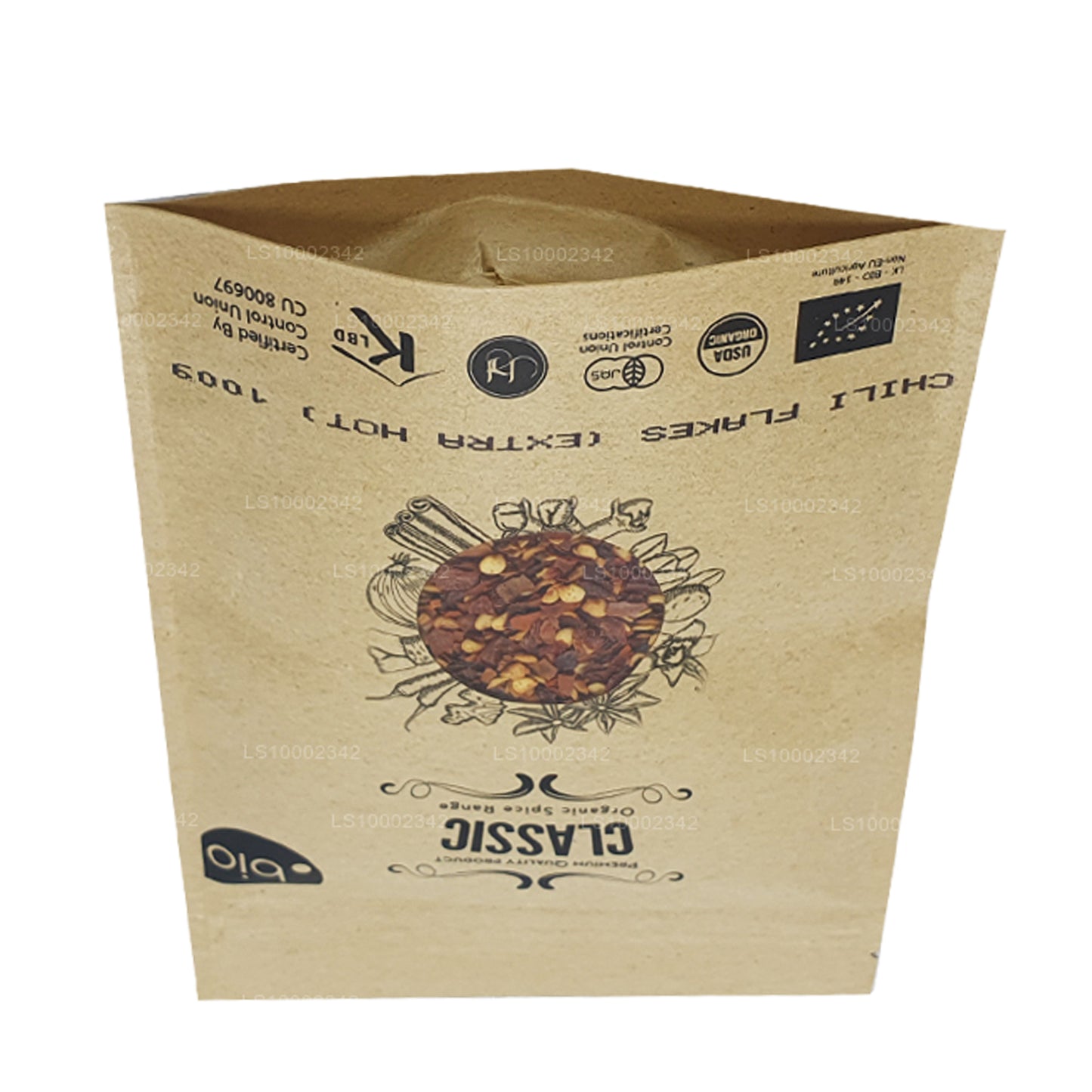 Органические хлопья чили Lakpura очень острые