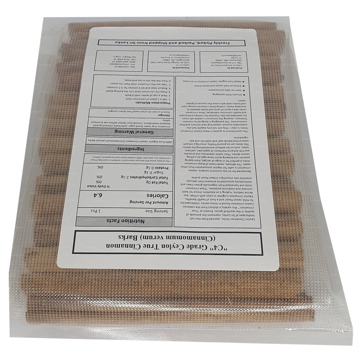 Набор из цейлонской цейлонской коры корицы класса «C4» от Lakpura