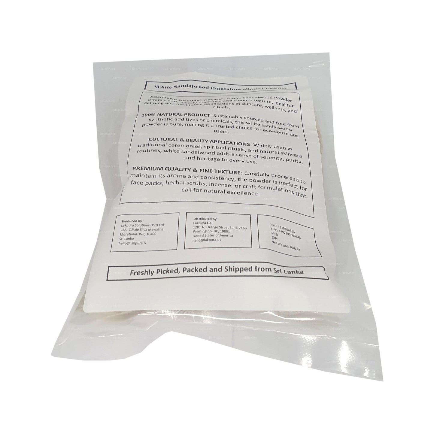 Порошок белого сандалового дерева Lakpura (100 г)