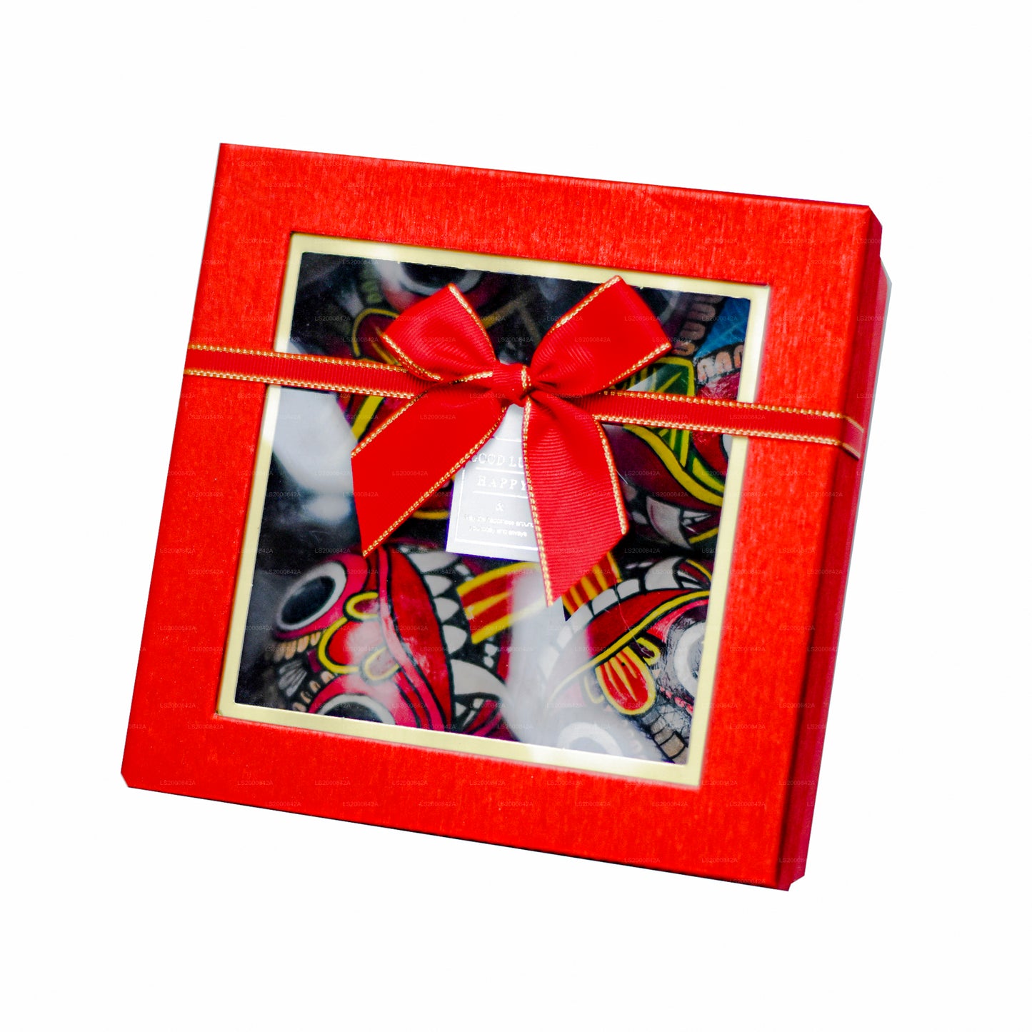 Традиционные шри-ланкийские маски ракши (маюра, мару, агни, нага), нарисованные на скорлупе кокосовых орехов (упаковка из 4 штук)