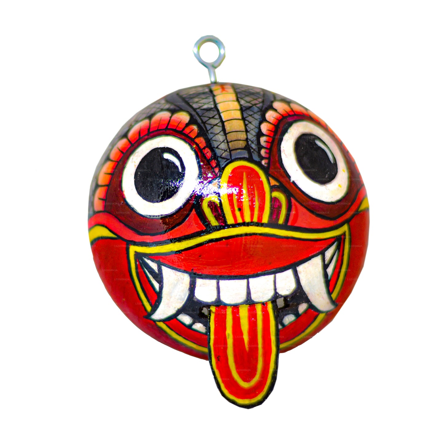 Традиционные шри-ланкийские маски ракши (маюра, мару, агни, нага), нарисованные на скорлупе кокосовых орехов (упаковка из 4 штук)