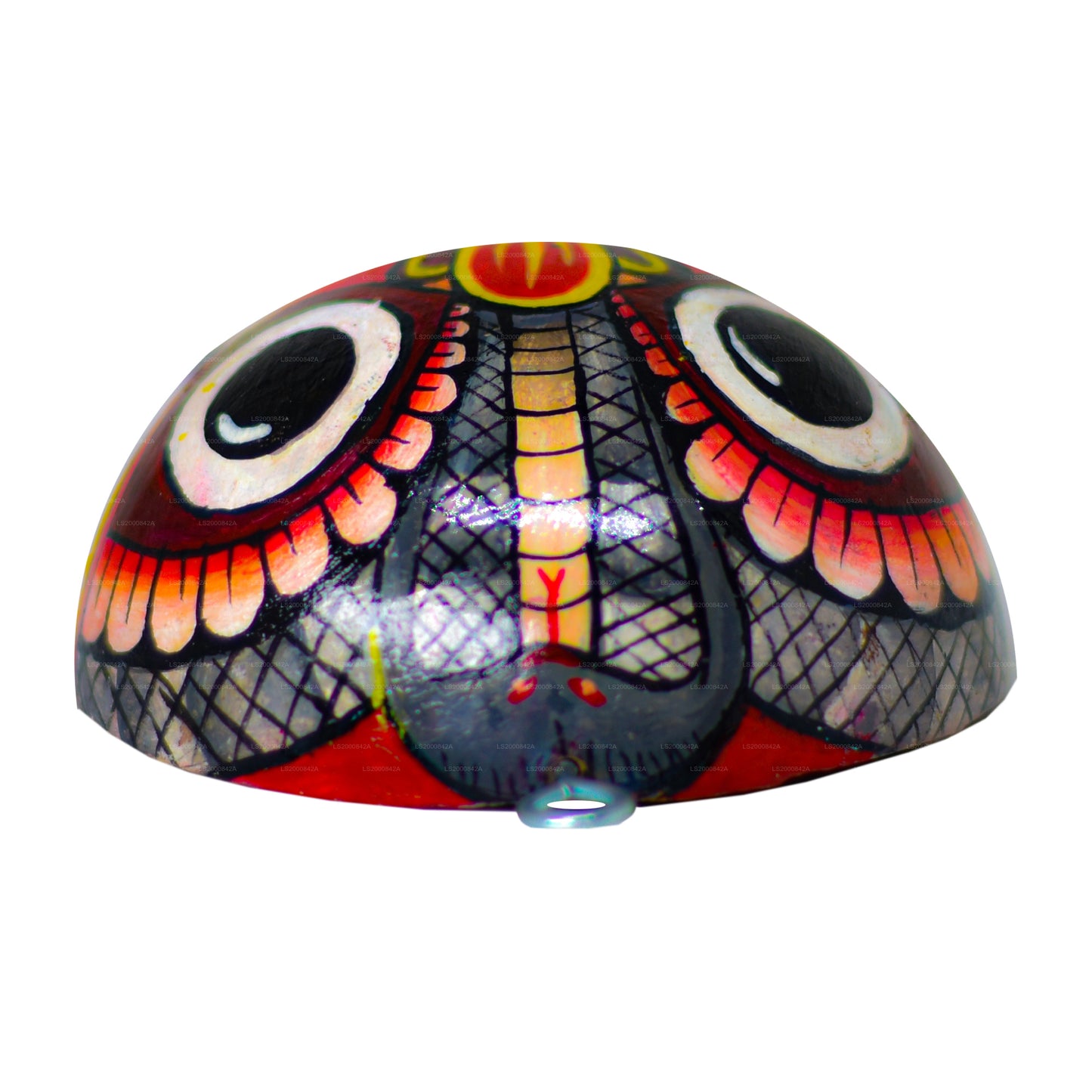 Традиционные шри-ланкийские маски ракши (маюра, мару, агни, нага), нарисованные на скорлупе кокосовых орехов (упаковка из 4 штук)