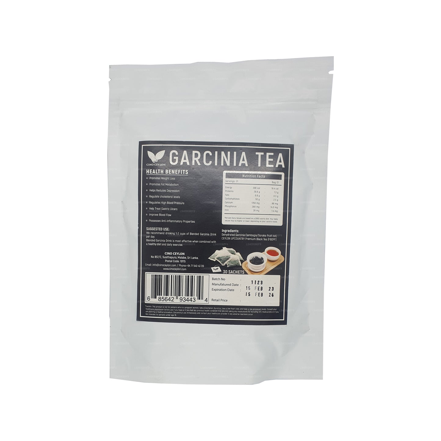 Чай Cino с цейлонской гарцинией (30 пакетиков)