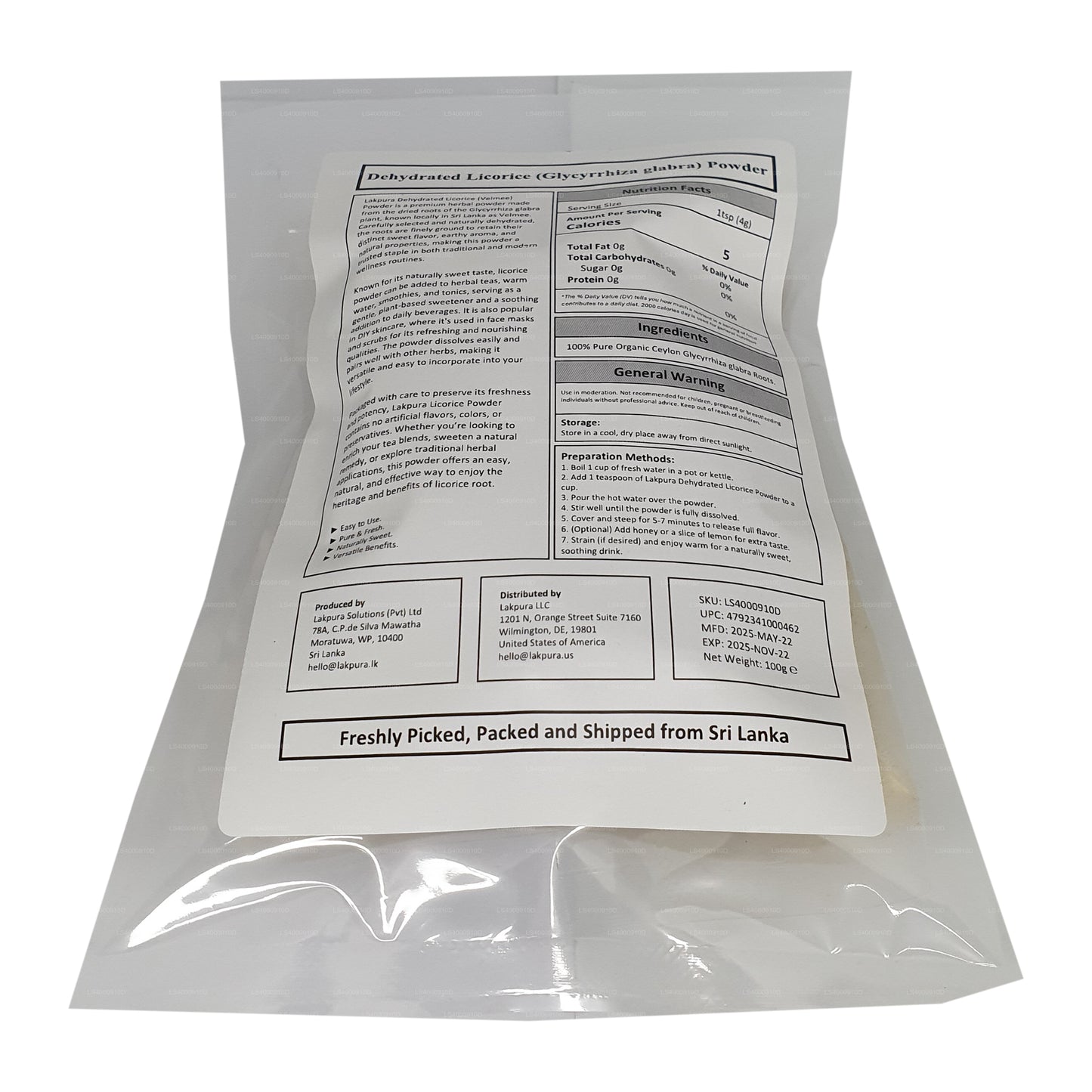 Lakpura® Dehydrated Licorice (Velmee) Powder (100g)