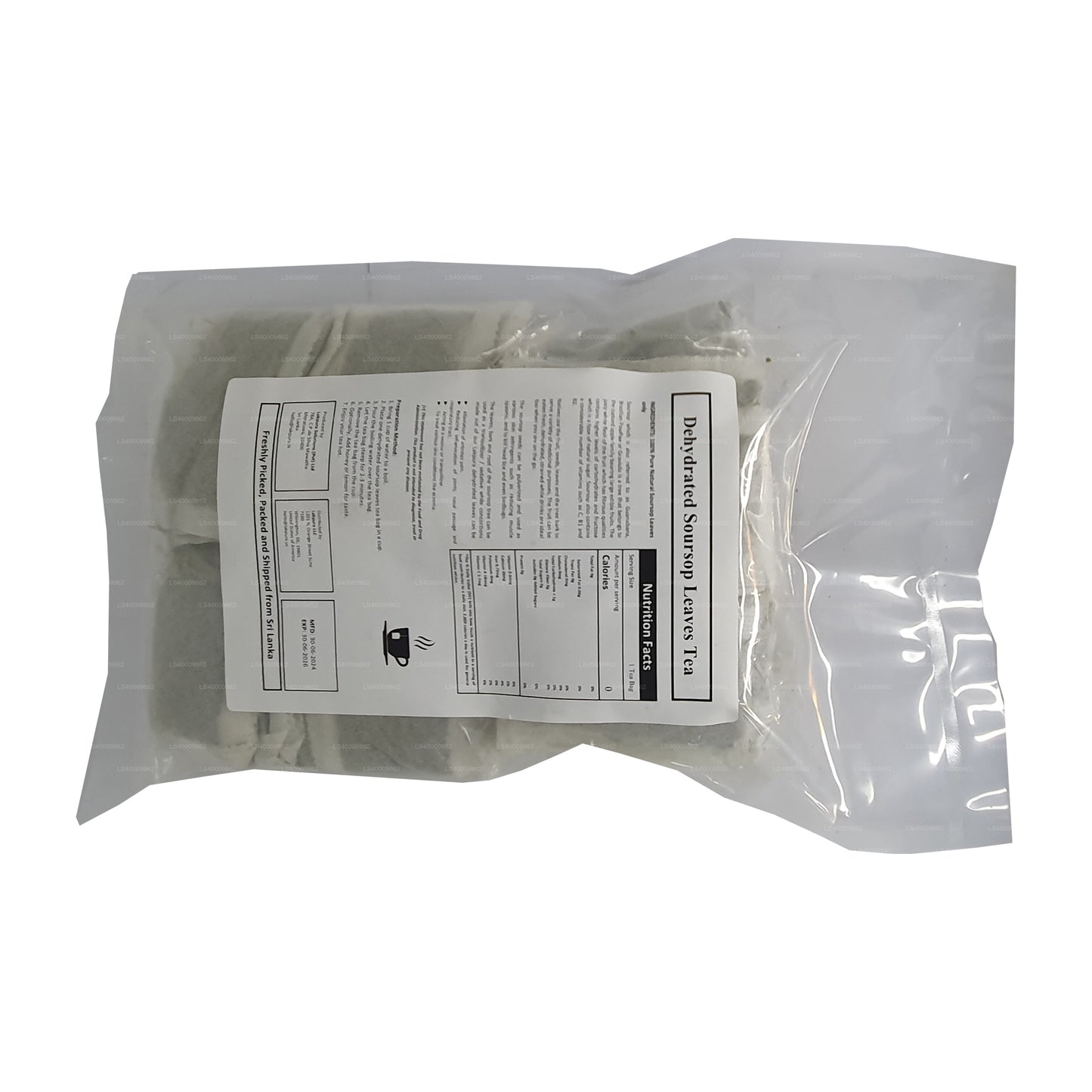 Обезвоженное сметанное яблоко Lakpura (гуанабана, гравиола, гайабано) в пакетиках