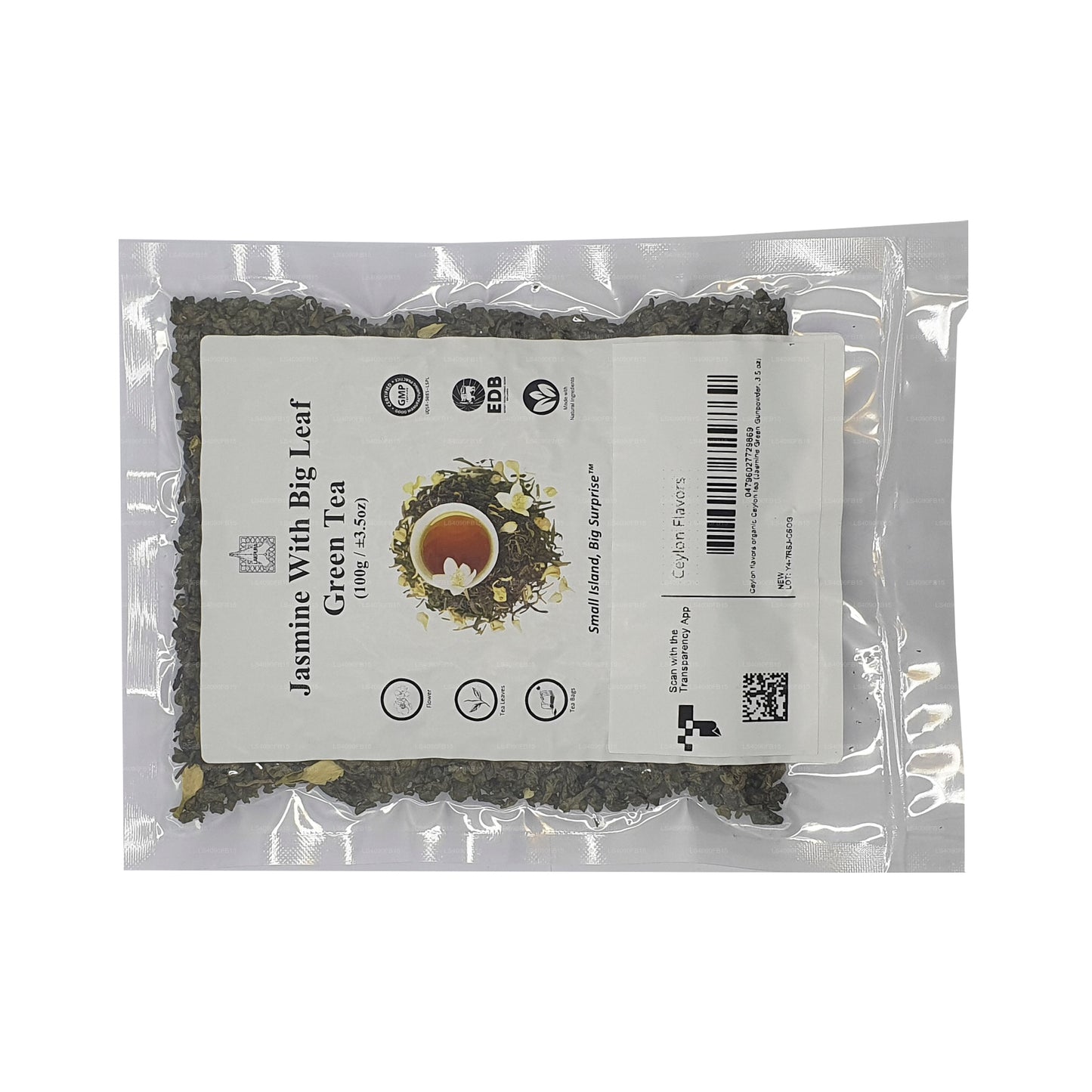 Зеленый чай Lakpura с жасмином и крупными листьями (100 г)