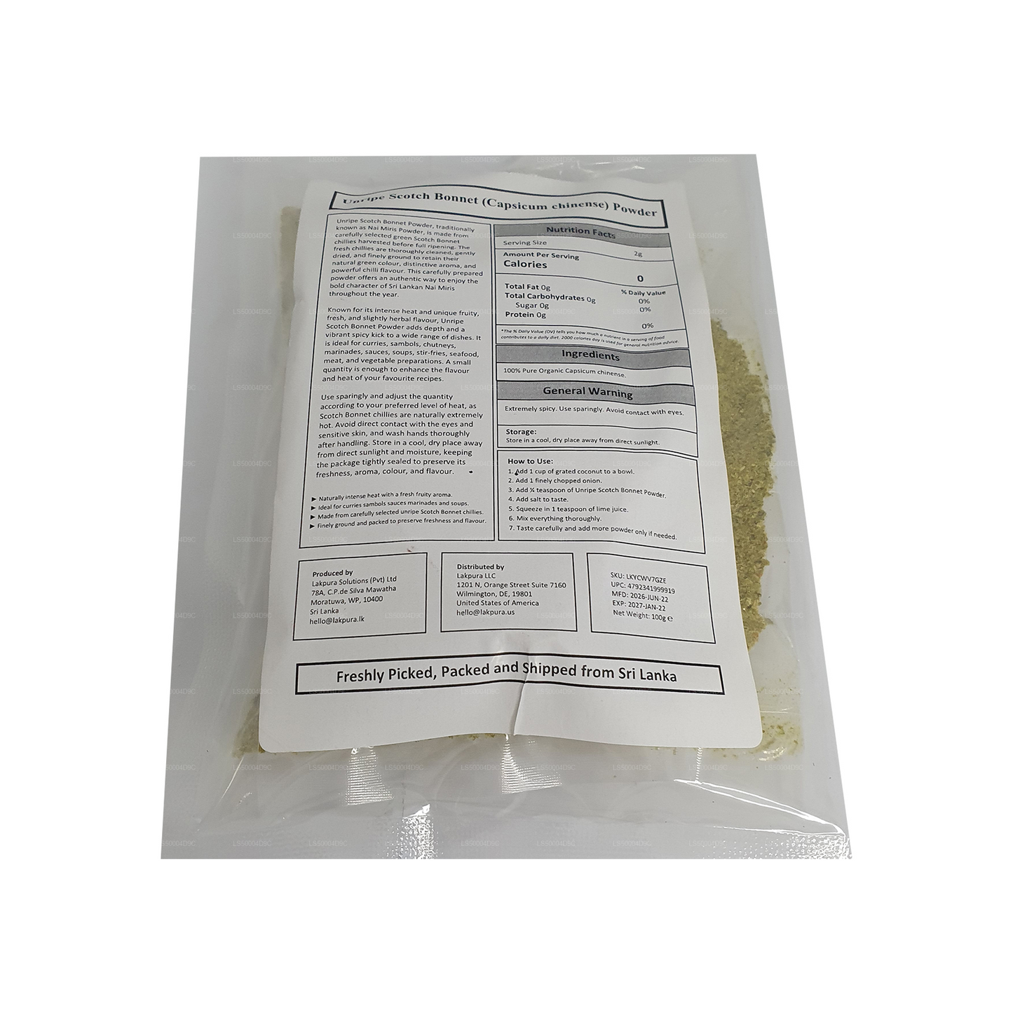Lakpura® Scotch Bonnet (Nai Miris) Powder