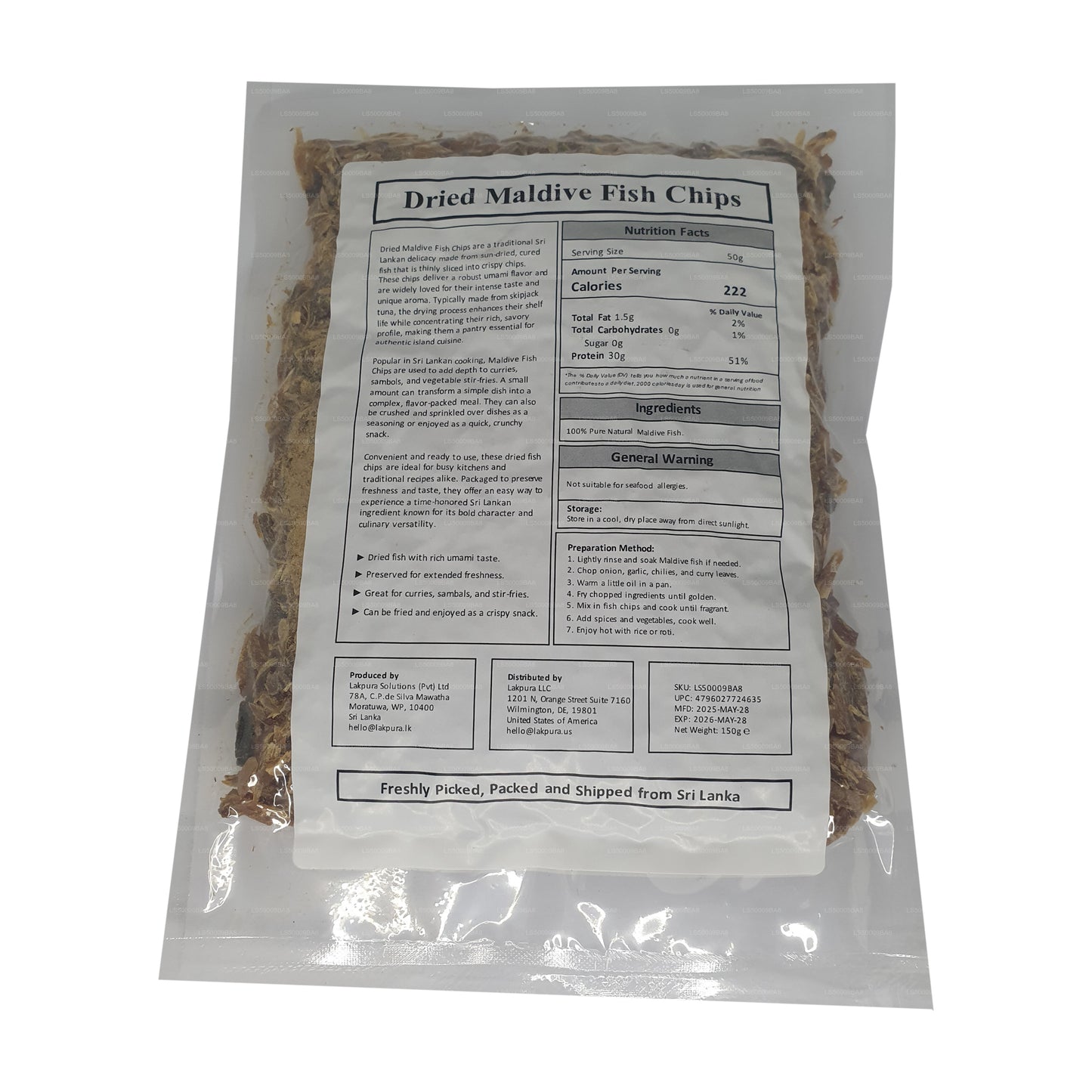 Пакет фиш-чипсов Lakpura Мальдивы (150 г)