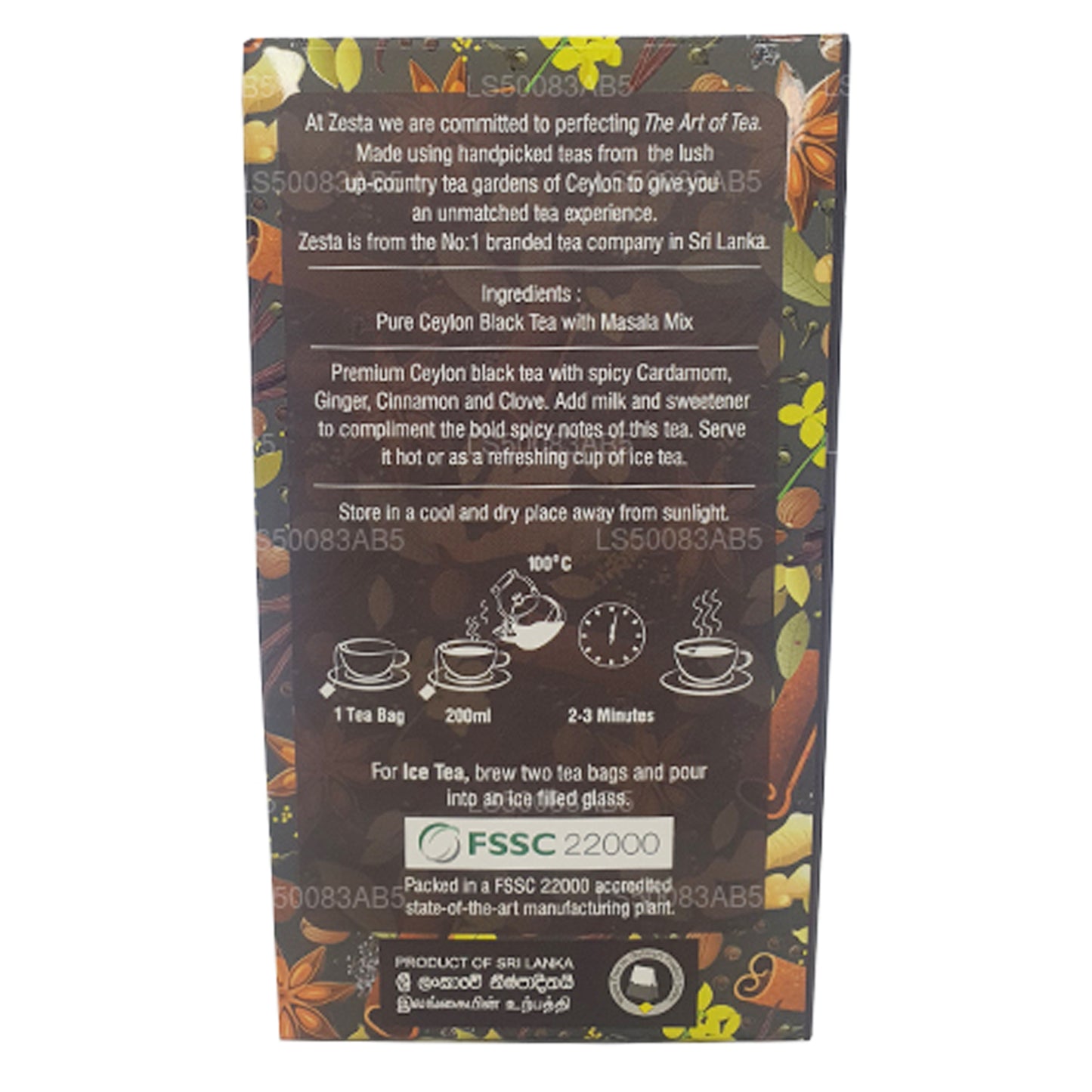 Зеста Масала Чай (45 г) 25 пакетиков чая