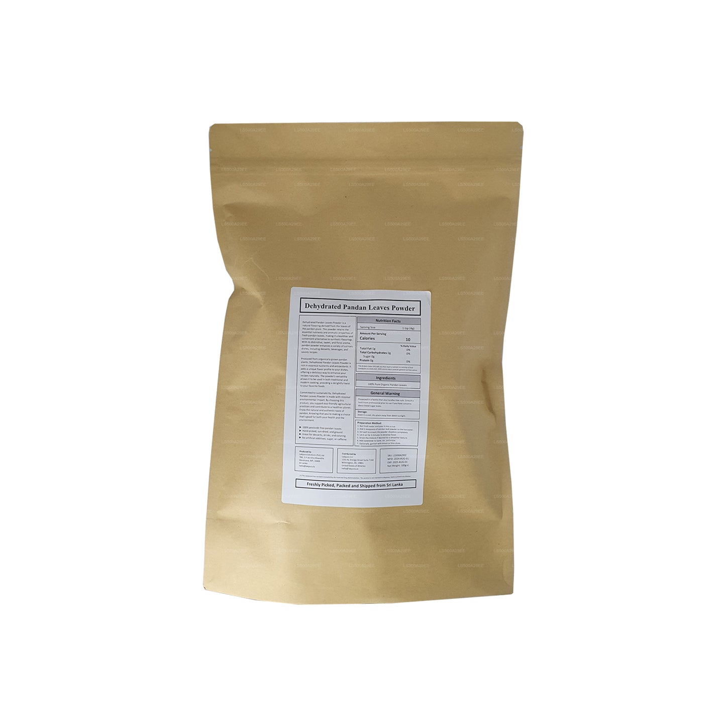 Обезвоженная рампура/порошок листьев пандана Lakpura