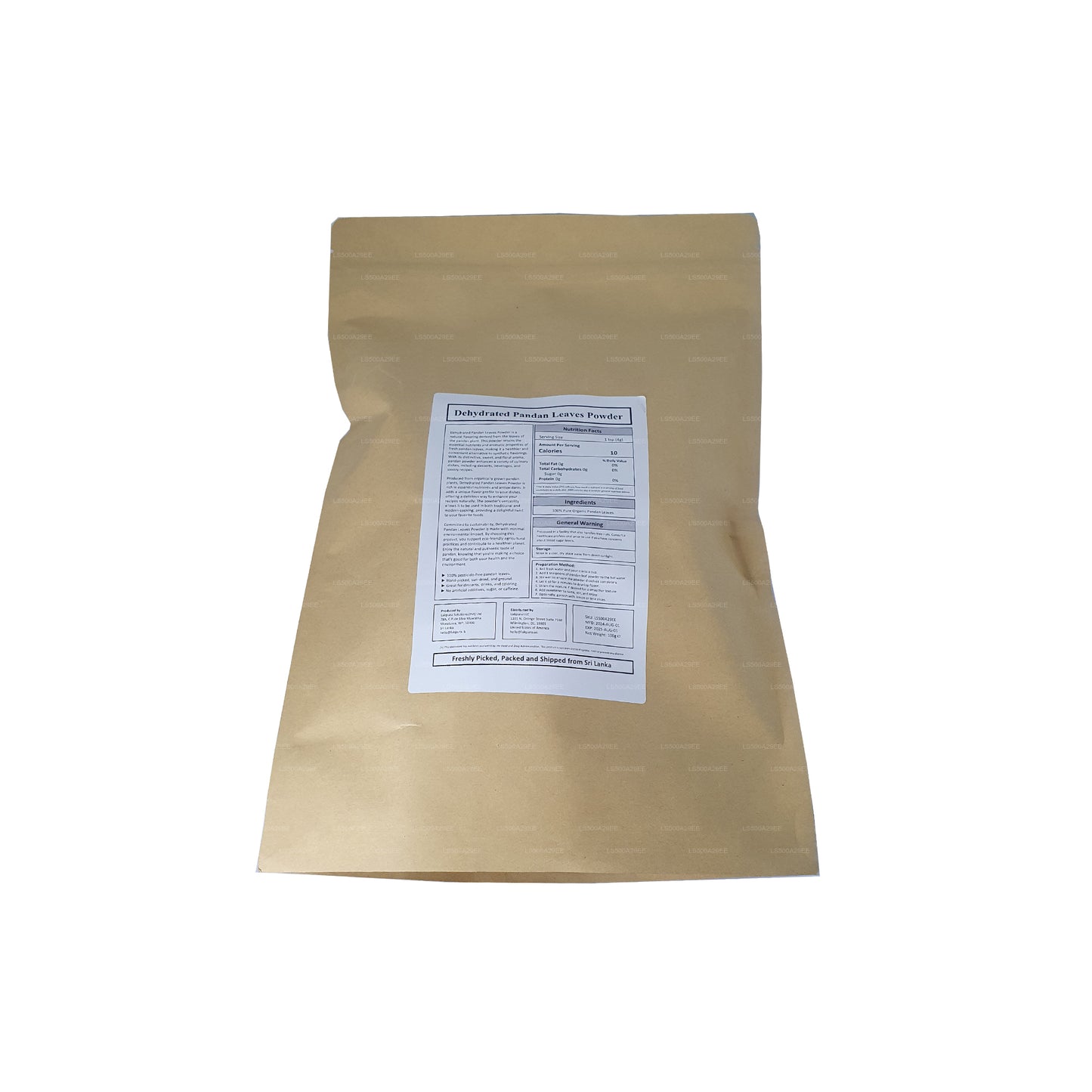 Обезвоженная рампура/порошок листьев пандана Lakpura