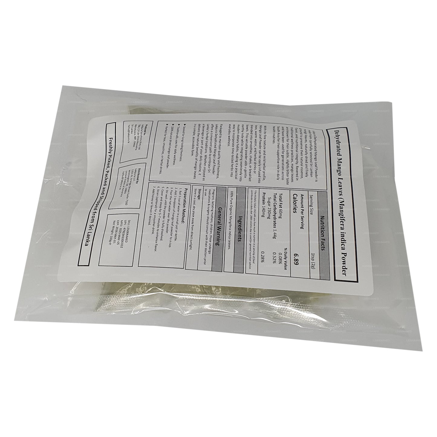 Lakpura Dehydrated Mango Leaf Powder