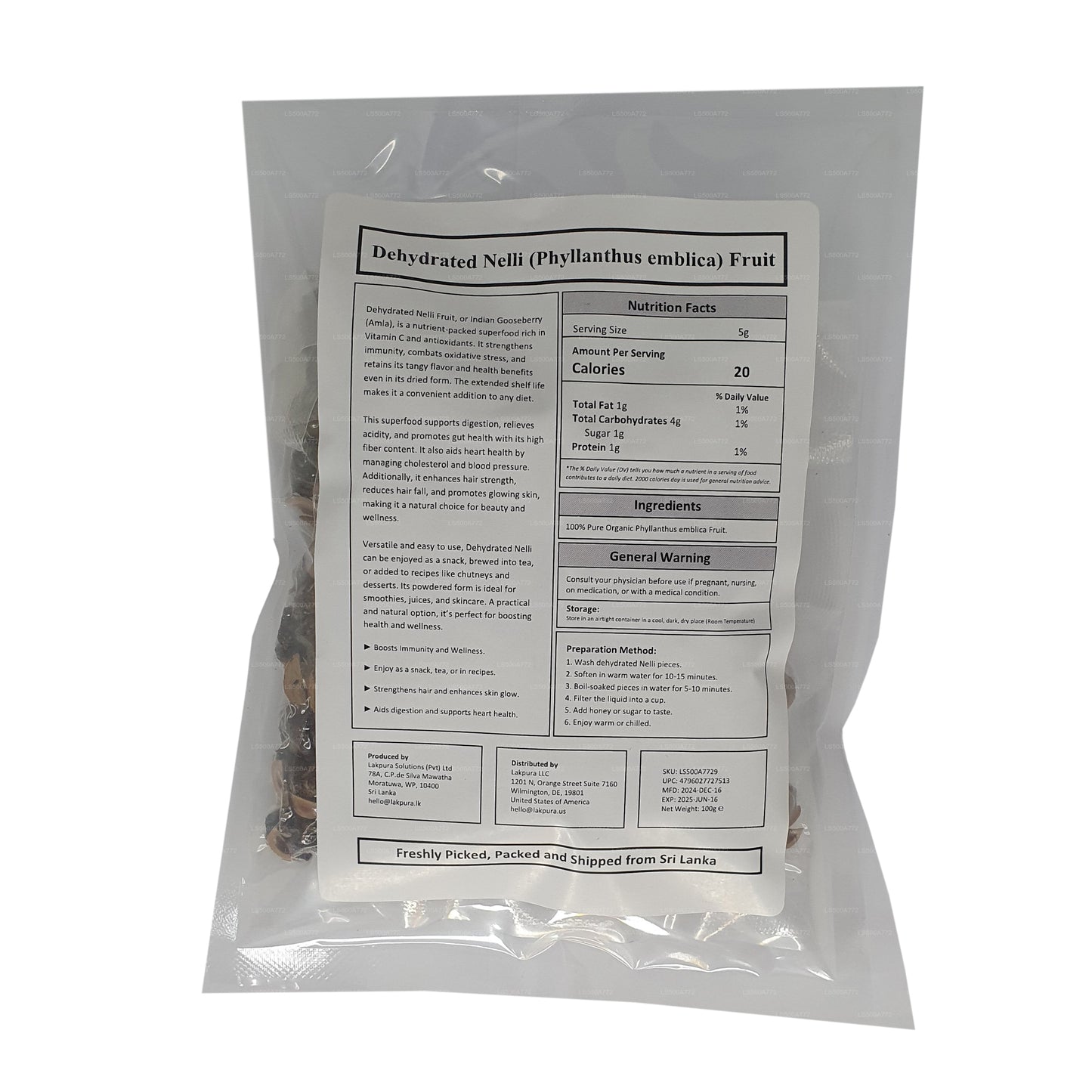 Обезвоженные плоды нелли (амла/Phyllanthus emblica) сорта Лакпура