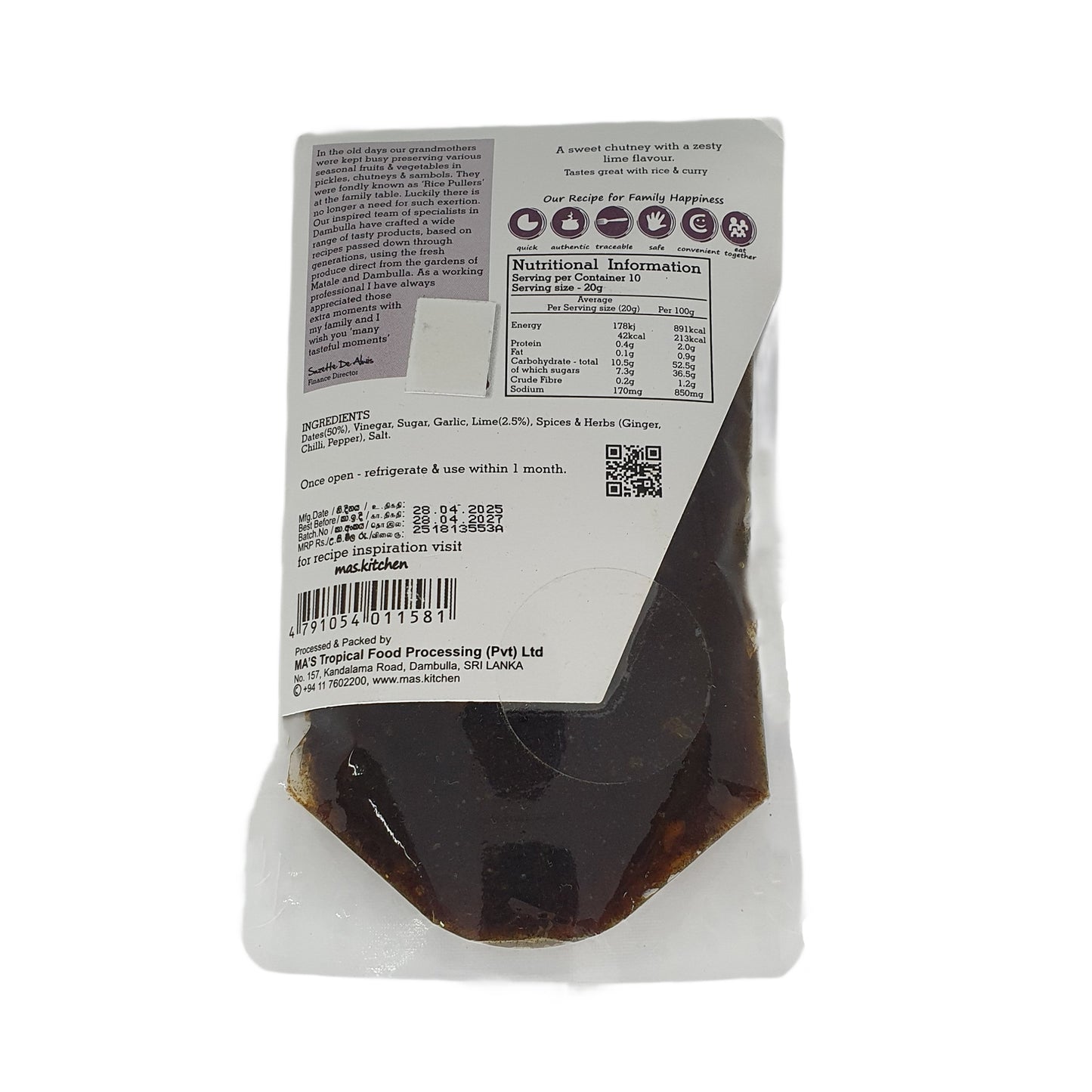 Чатни из фиников и лайма от компании MA Kitchen (200 г)