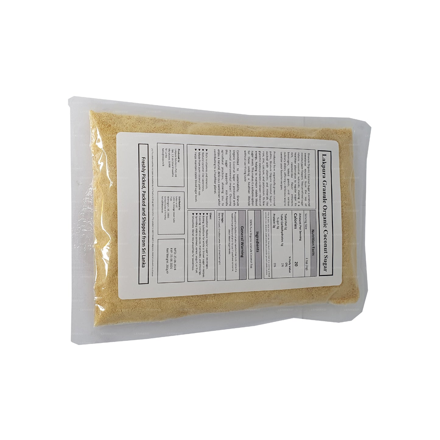 Органический кокосовый сахар Lakpura Granule