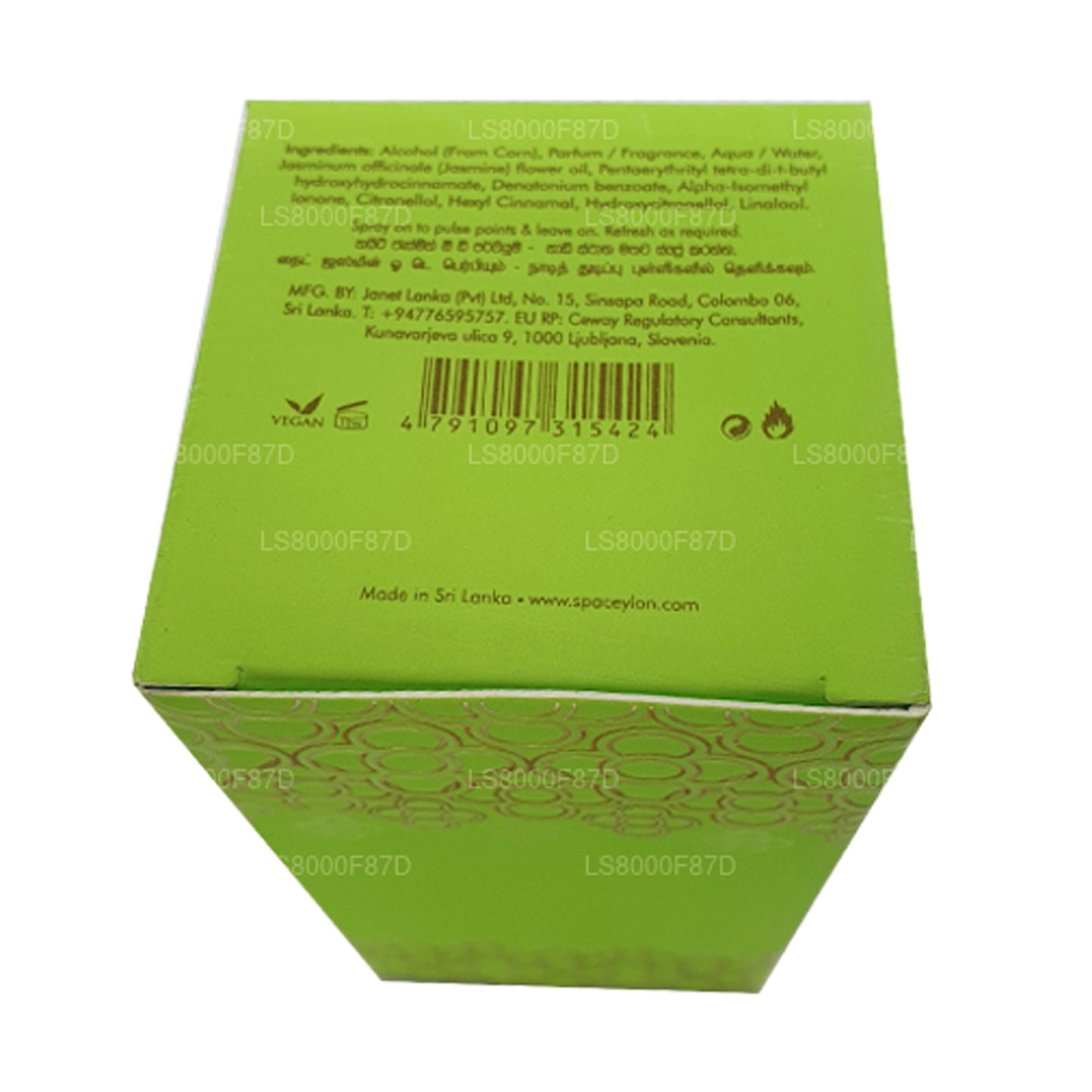 Парфюмерная вода Spa Ceylon Night Jasmine, смешанная с эфирными маслами (50 мл)