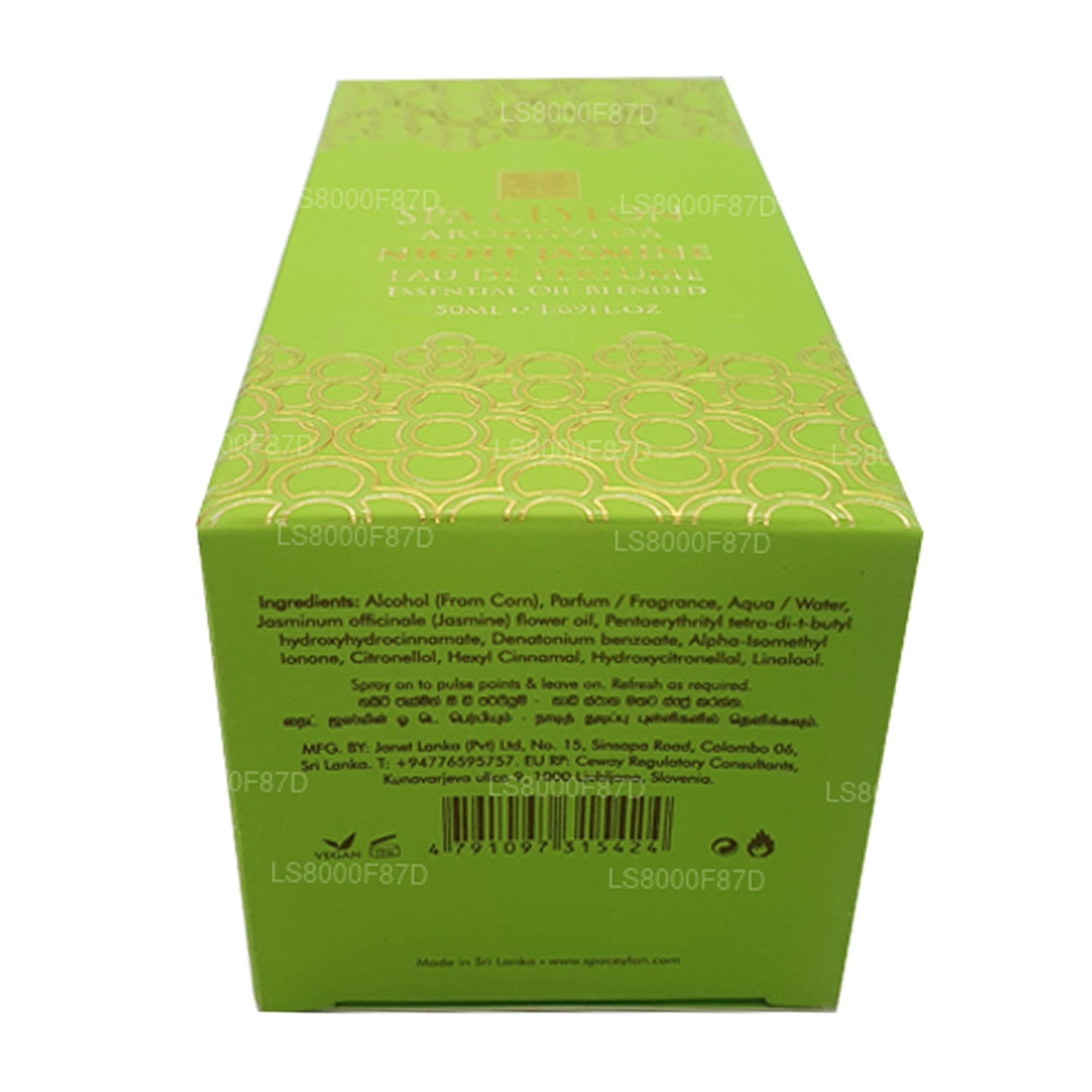 Парфюмерная вода Spa Ceylon Night Jasmine, смешанная с эфирными маслами (50 мл)