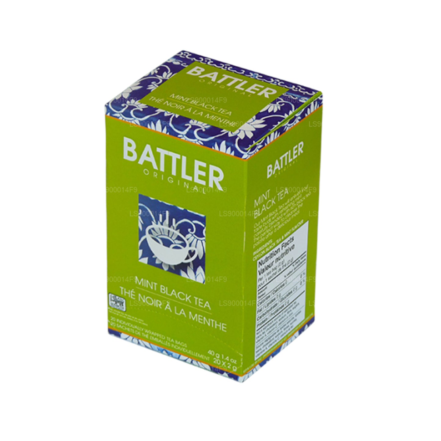 Оригинальный черный чай Battler с мятой (40 г) 20 пакетиков