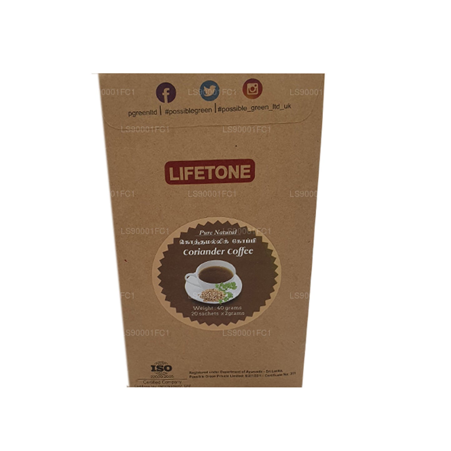 Кофе Lifetone с семенами кориандра (40 г), 20 пакетиков