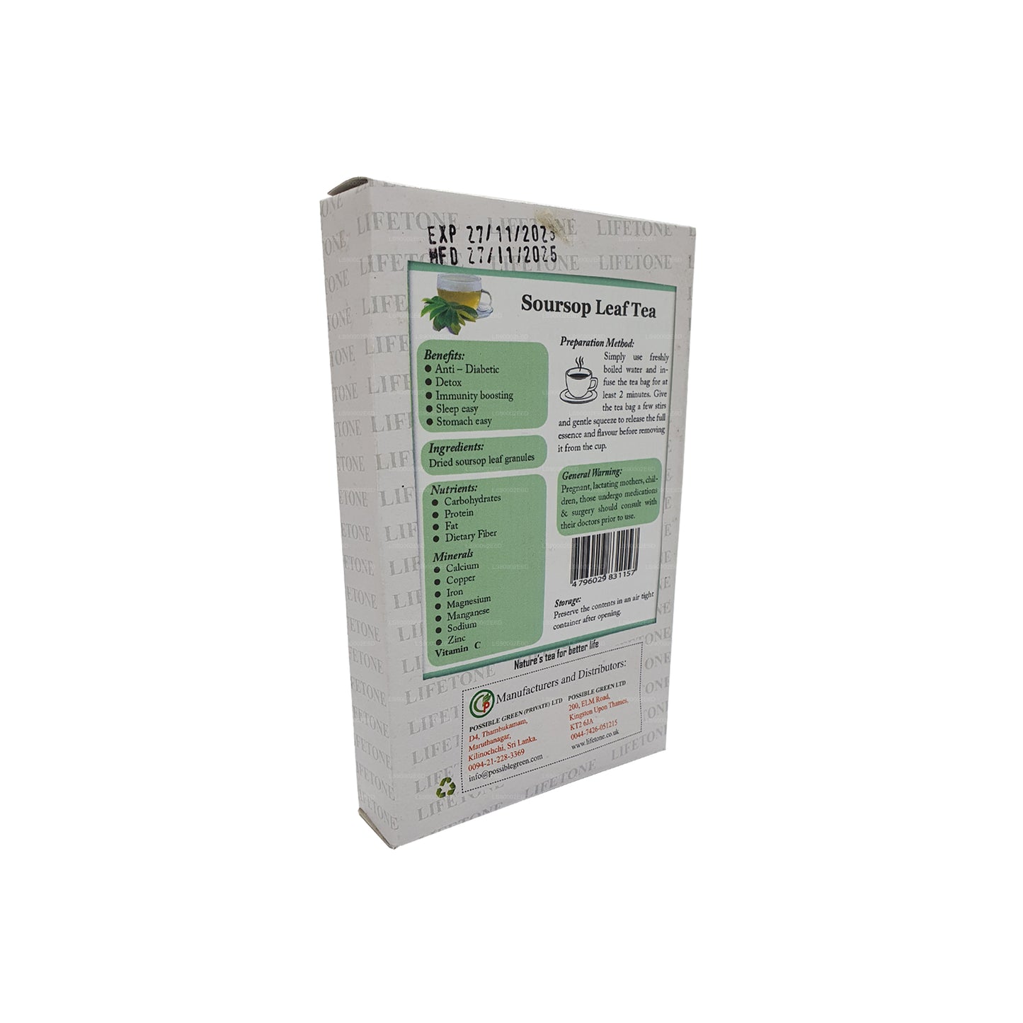 Чай Lifetone из листьев сметанного яблока (30 г) 20 пакетиков