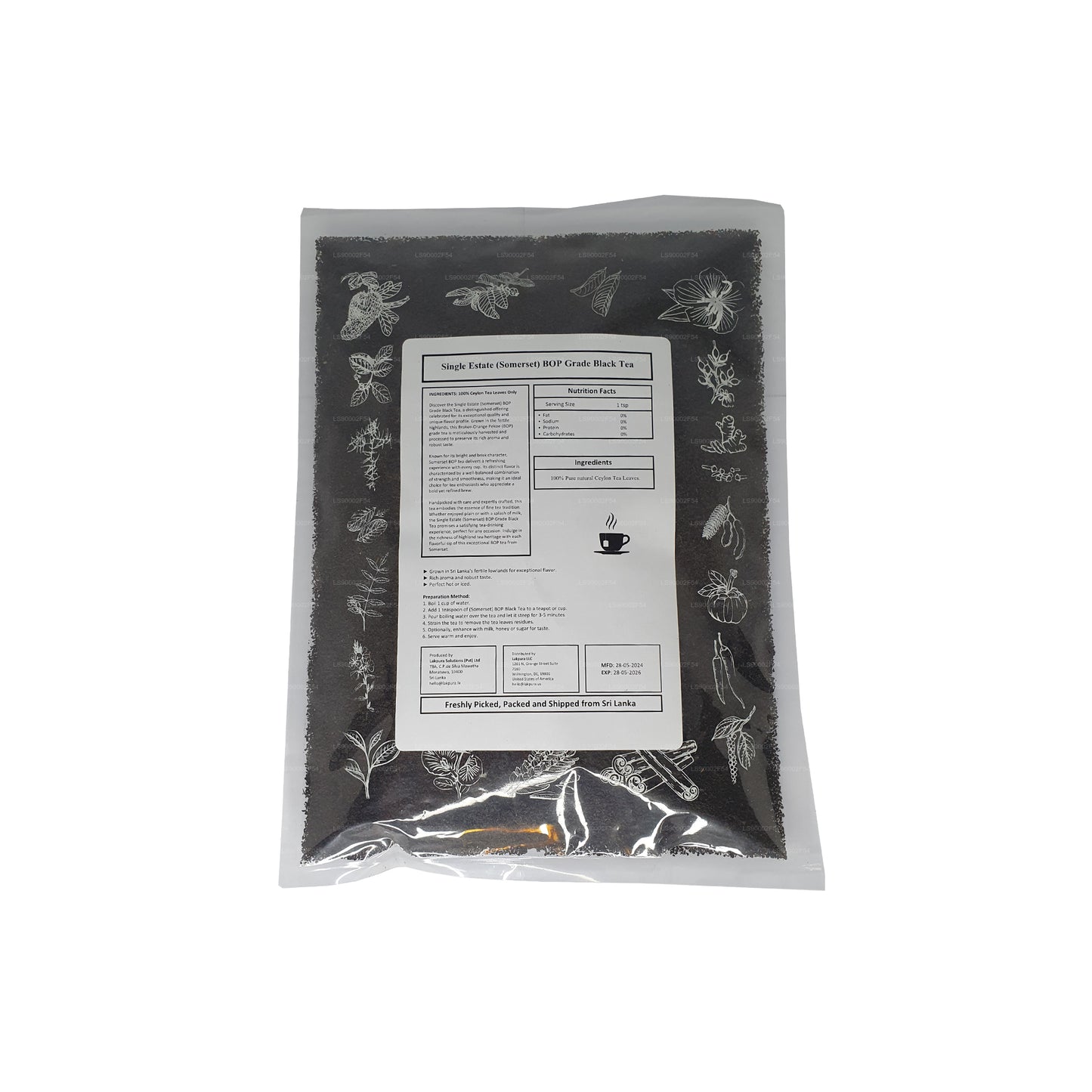 Цейлонский черный чай Lakpura Single Estate (Сомерсет) класса BOP (100 г)