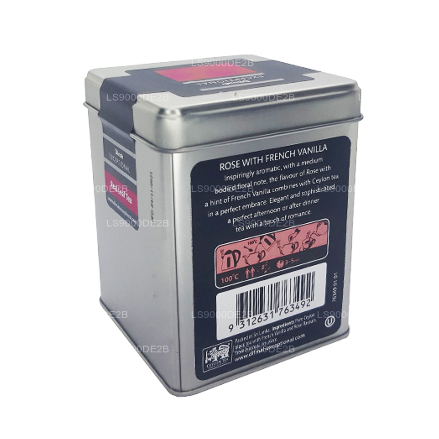 Dilmah Исключительная роза с французской ванилью Настоящий листовой чай (40 г) 20 чайных пакетиков