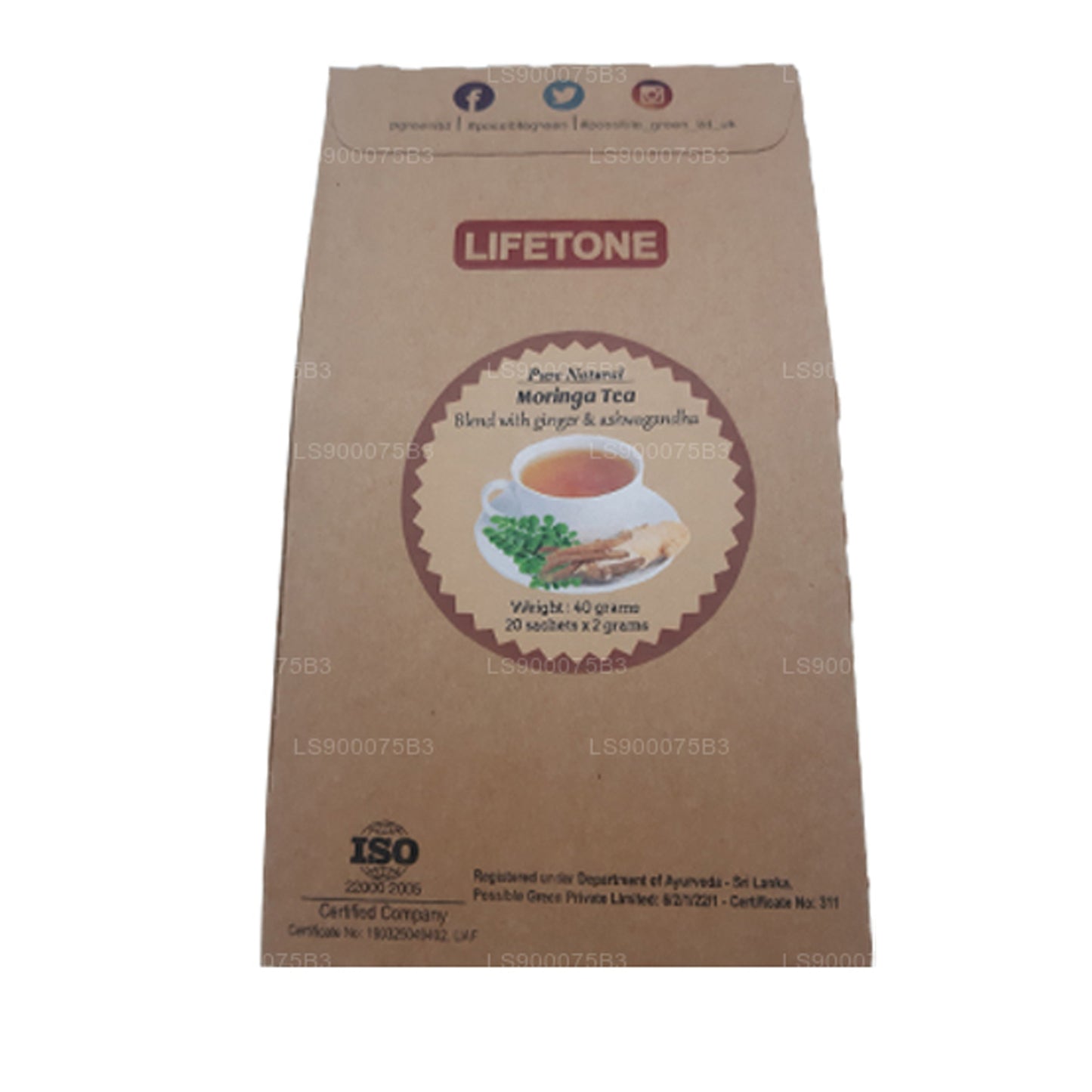 Lifetone Moringa Ashwagandha Ginger Tea  (40g)