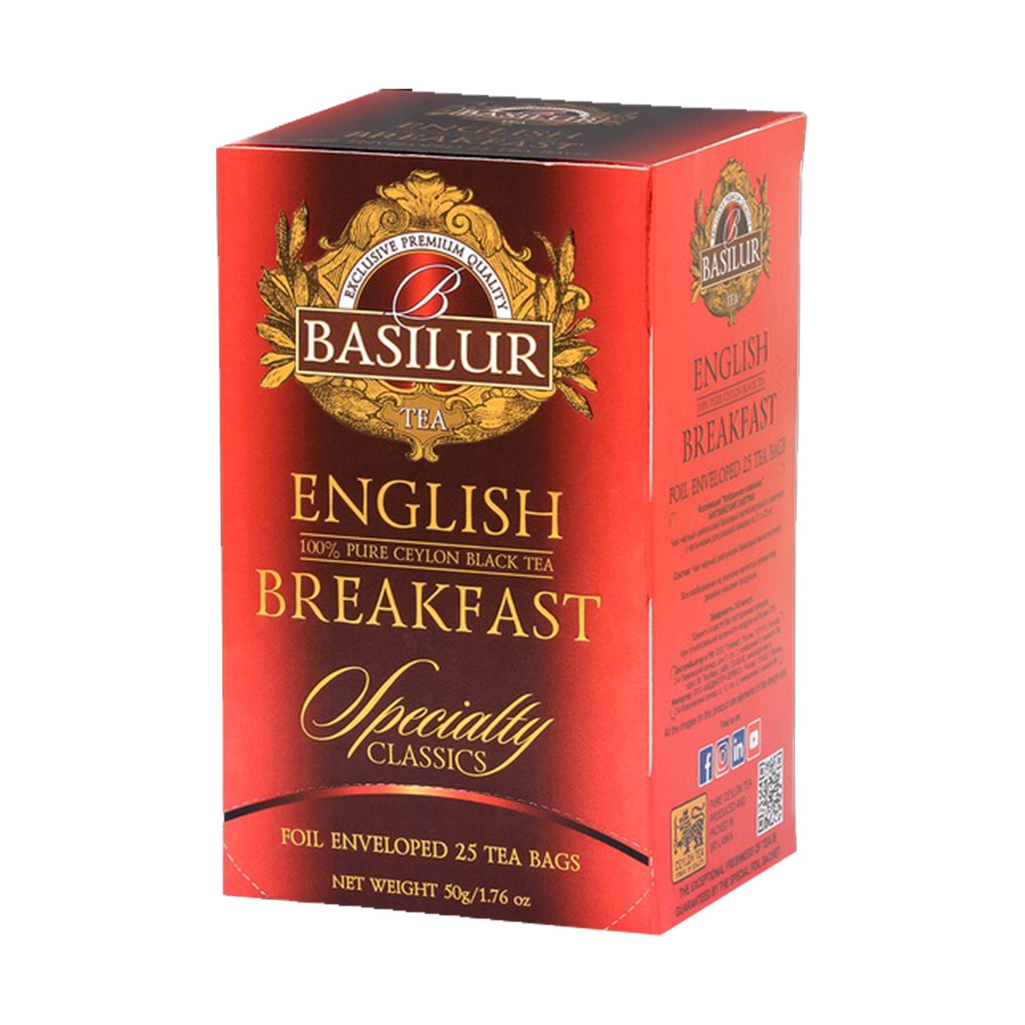 Basilur English Breakfast Чистый цейлонский черный чай (200 г) 100 пакетиков