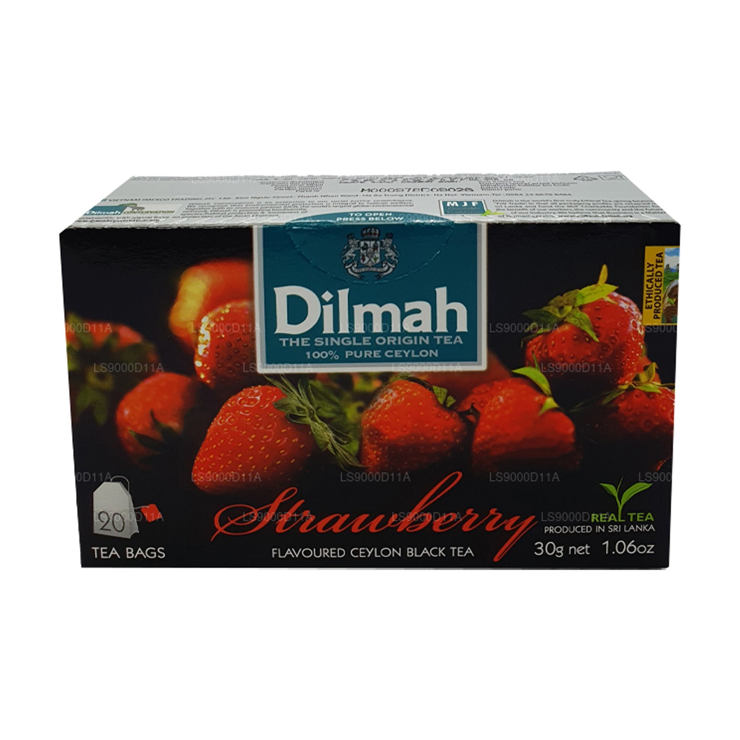 Цейлонский черный чай Dilmah со вкусом клубники (30 г) 20 чайных пакетиков