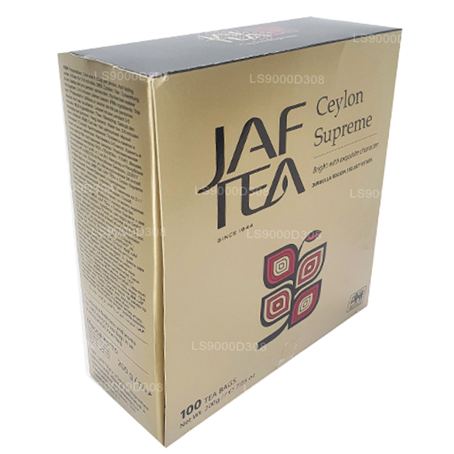 Классическая золотая коллекция Jaf Tea Ceylon Supreme 100 чайных пакетиков, шнурок и бирка (200 г)