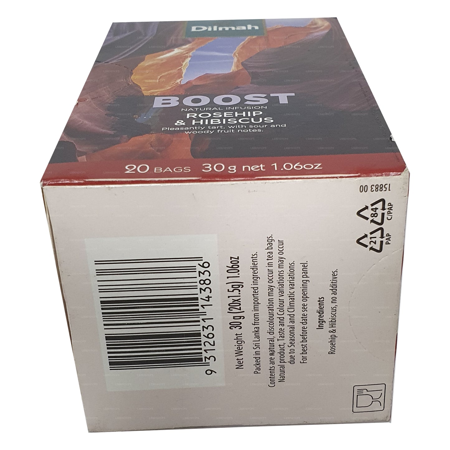 Черный чай Dilmah со вкусом шиповника и гибискуса (30 г)