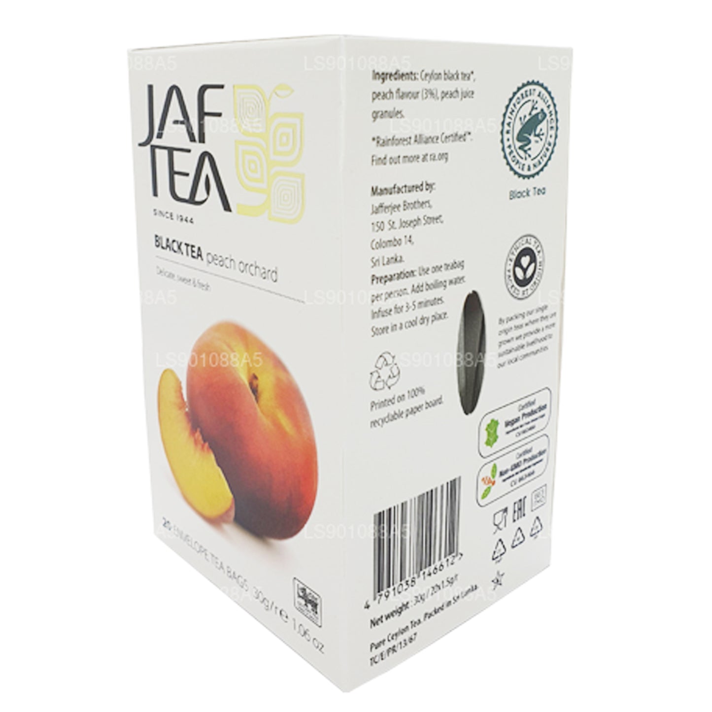 Коллекция Jaf Tea Pure Fruits Черный чай Персиковый сад (30 г) 20 пакетиков
