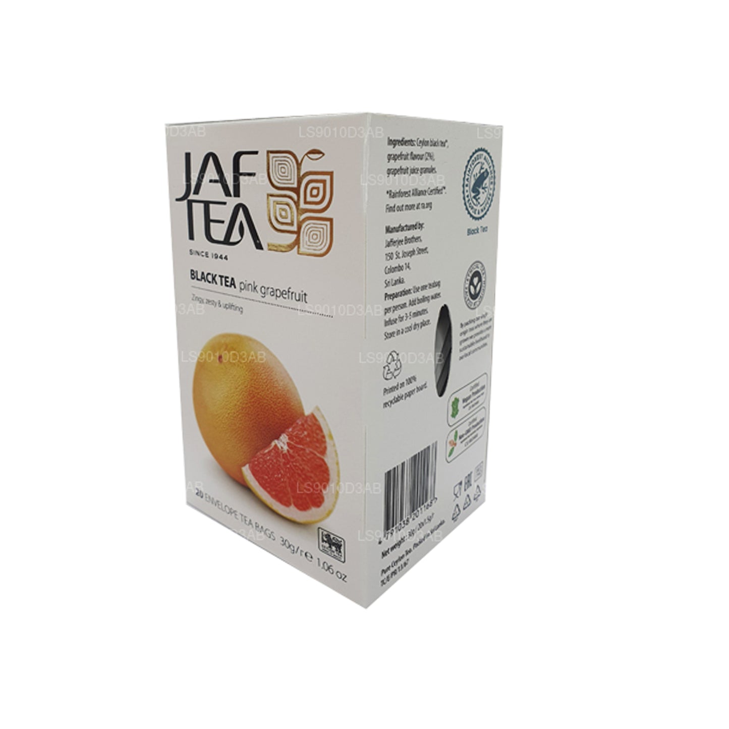 Коллекция Jaf Tea Pure Fruits, черный чай, розовый грейпфрут, фольга, конверт, чайные пакетики (30 г)