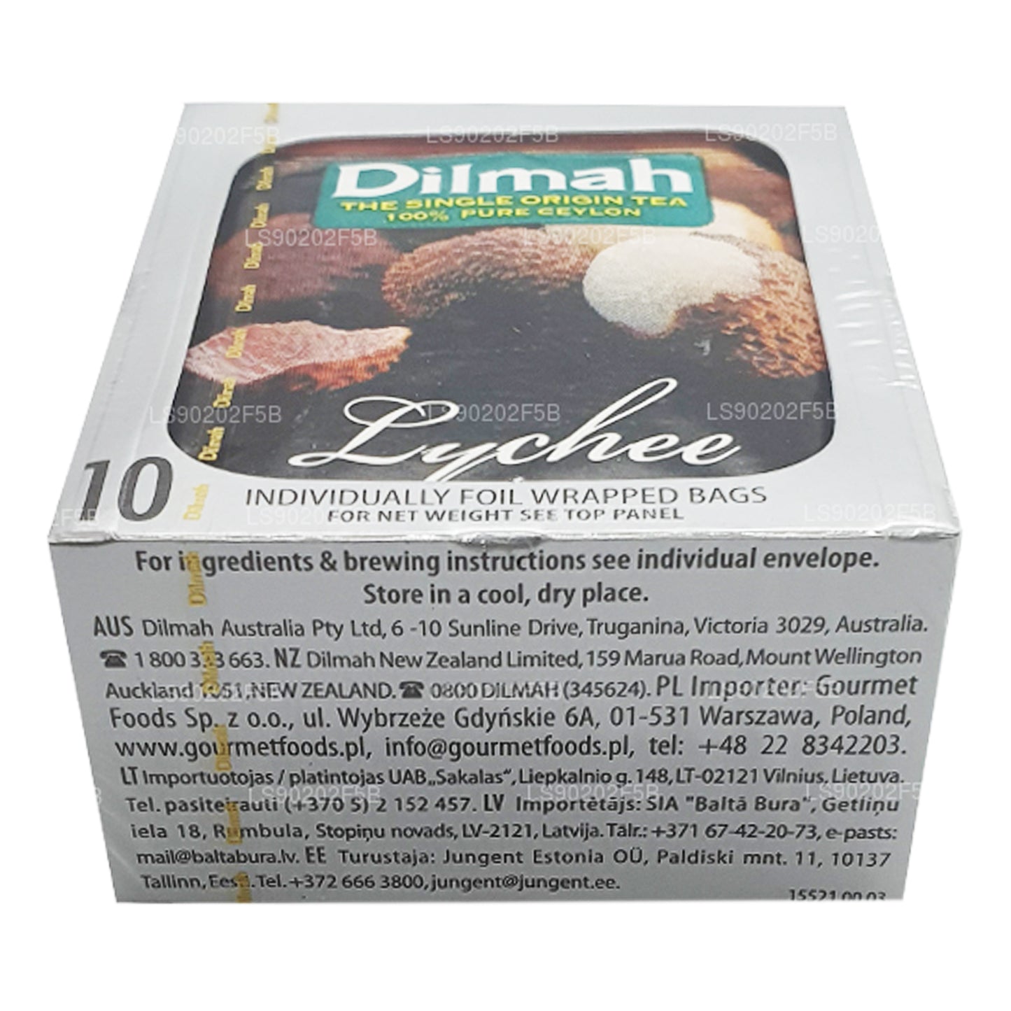 Цейлонский черный чай со вкусом личи Dilmah (20 г) 10 пакетиков