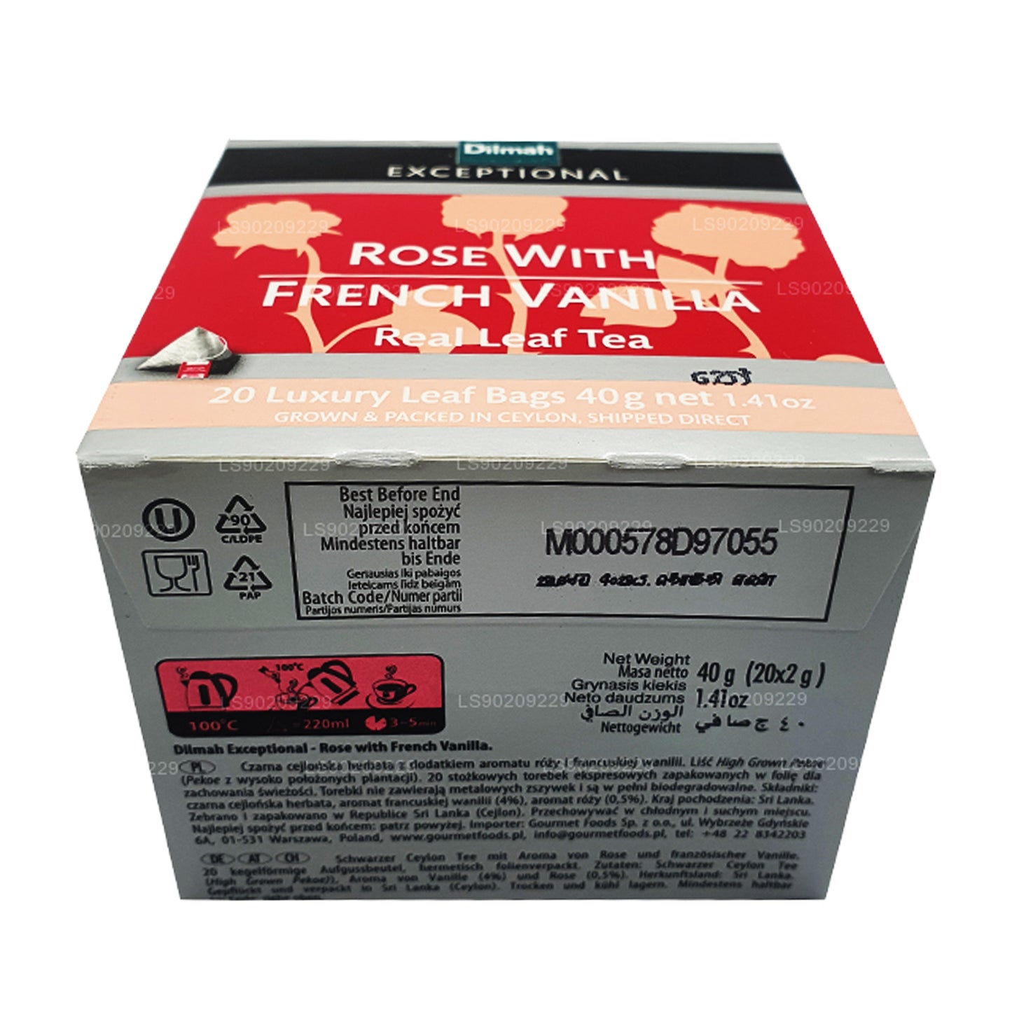 Эксклюзивная роза Dilmah с французской ванилью (40 г) 20 пакетиков