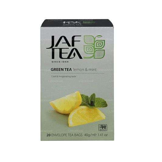 Коллекция Jaf Tea Pure Green Collection с зеленым лимоном и мятой в конверте для чая в пакетиках (40 г)