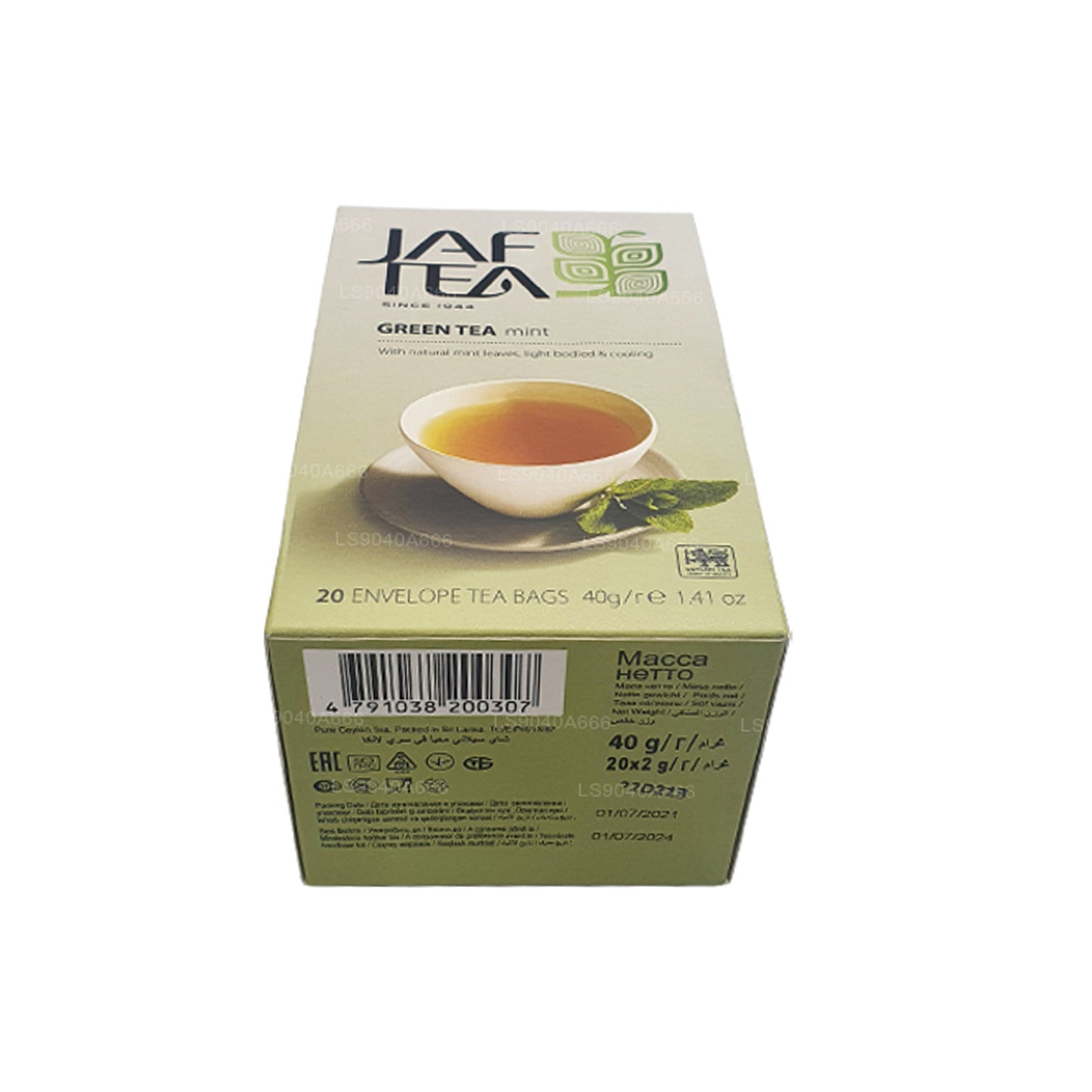 Коллекция Jaf Tea Pure Green Collection Зеленый чай, мята, фольга, конверт, чайные пакетики (40 г)