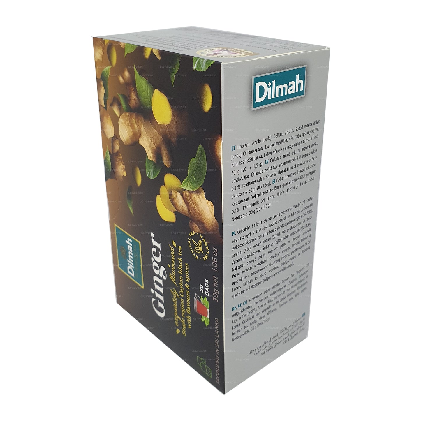 Черный чай Dilmah со вкусом имбиря (30 г) 20 пакетиков